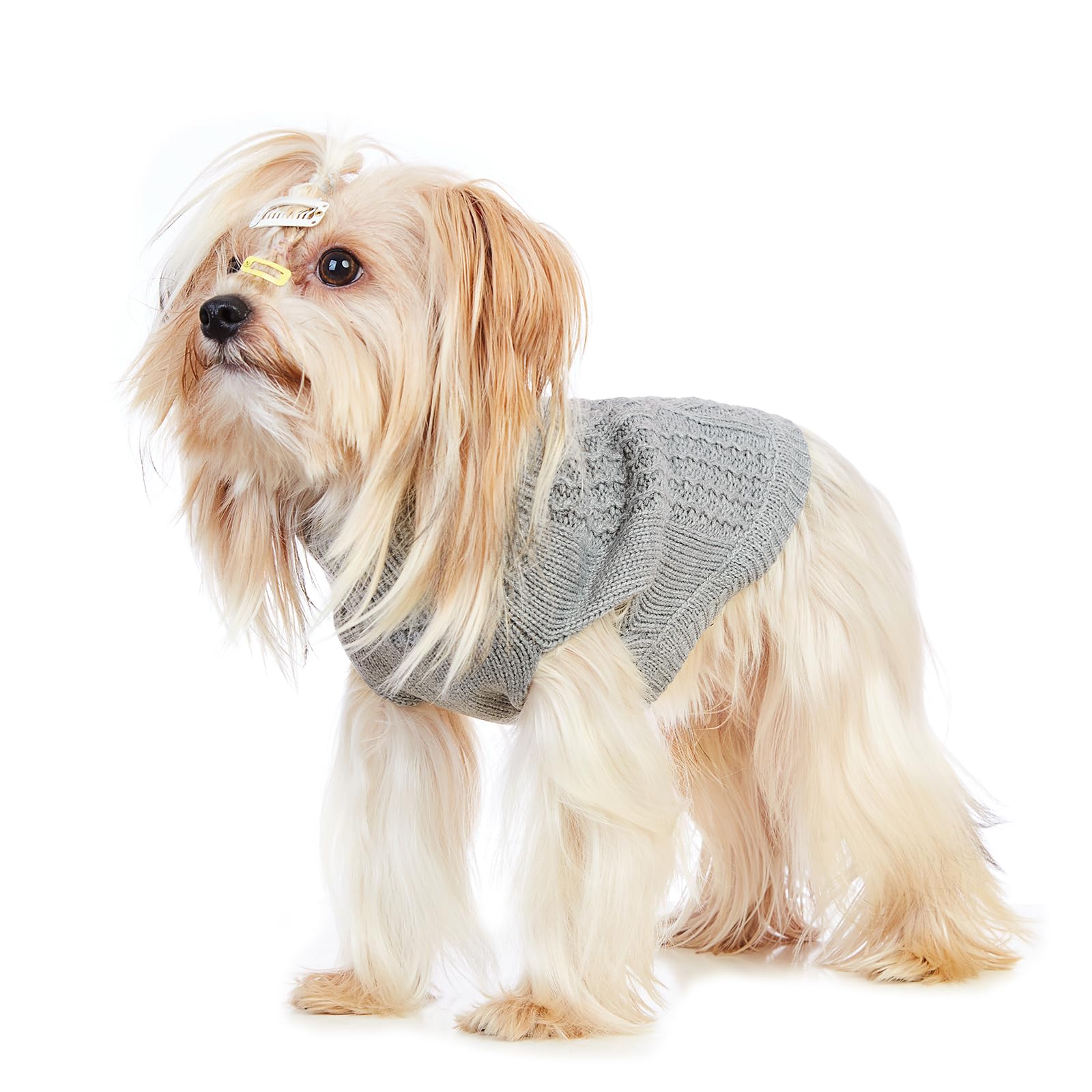 Suéter elástico para gato, 19 colores, 6 tamaños, cómodo invierno (gris, XL, chaleco) | Ready Knit para niños y niñas, gatos, gatitos y perros
