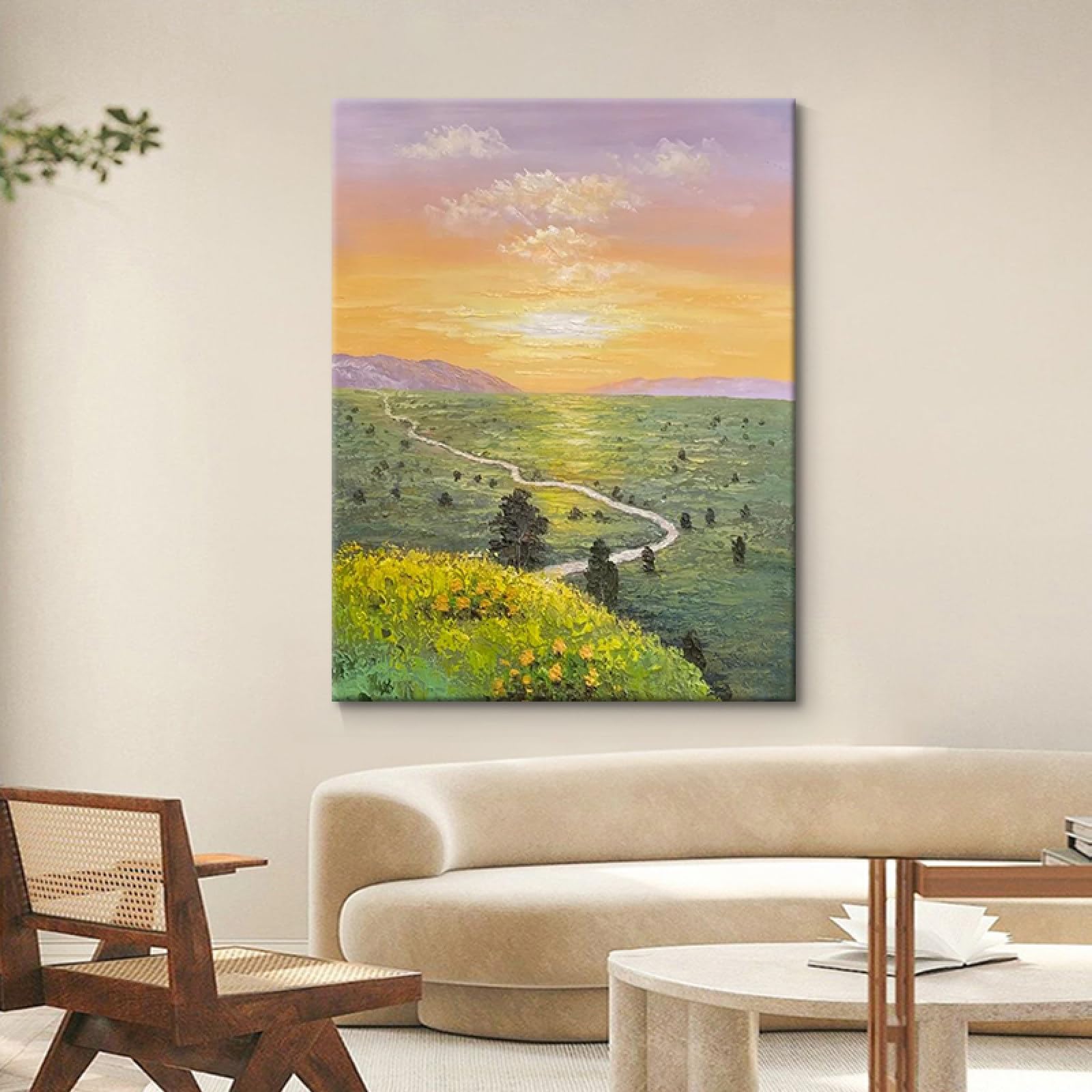 Peinture décoration murale de grand format paysage de lever de soleil