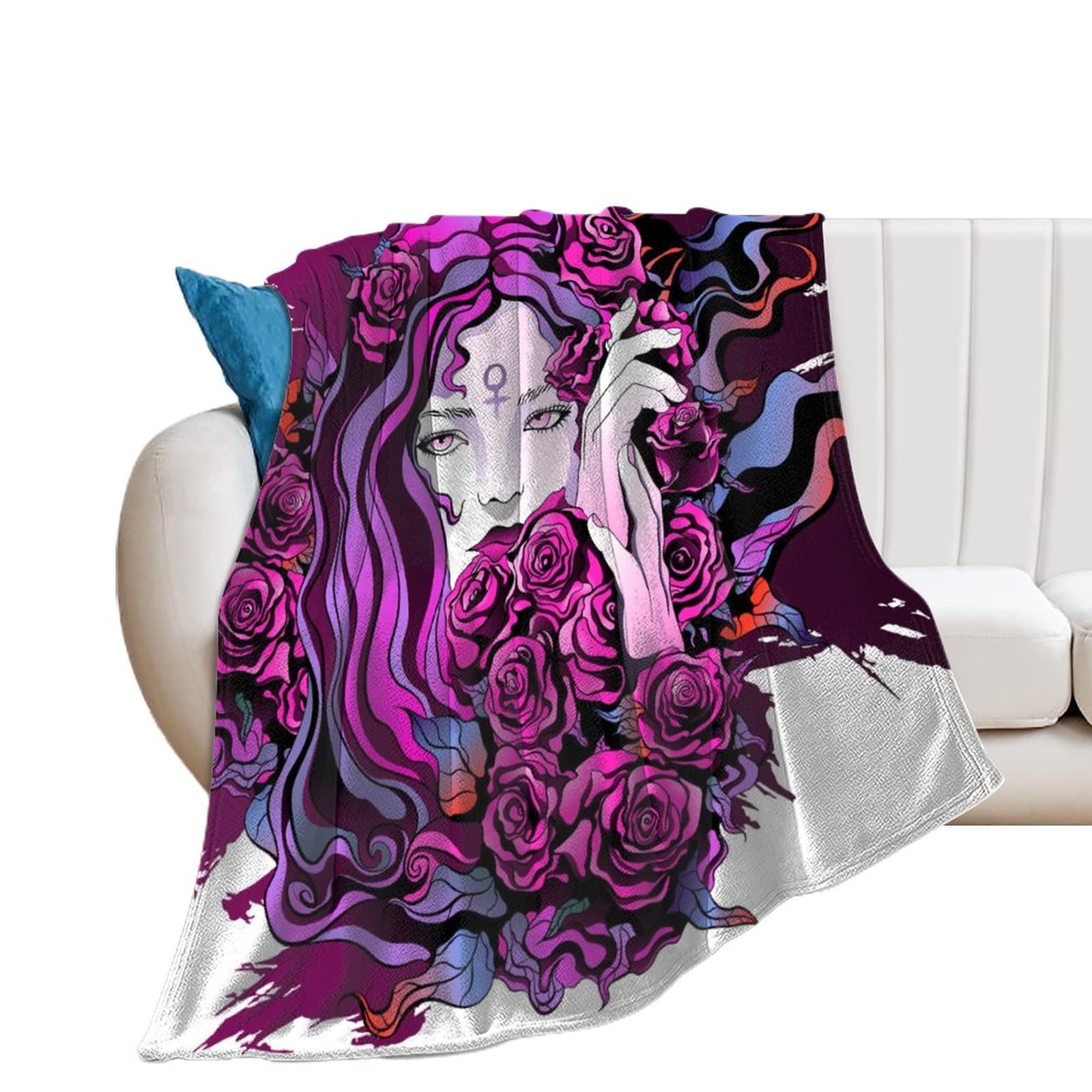 Couverture polaire femme fleurs en flanelle chaude pour lit et canapé cozy