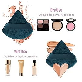 Pimoys 6 Pieces Powder Puff Face Soft Triangle Makeup Puff for Loose Powder Body Powder, Cosmetic Foundation Sponge Velour Setting Powder Puff(Peacock Blue)