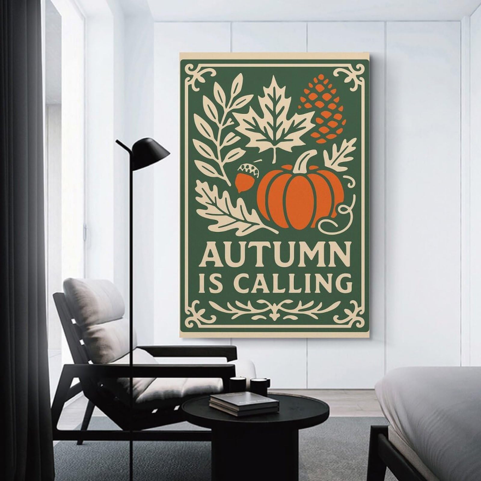 Junmoney Autumn Is Calling Illustration Decorative Wall Artwork, 20x30inch(50x75cm), for Home Lounge, Bedroom Or Reading Nook, Eye Catching Artwork for Blank Walls