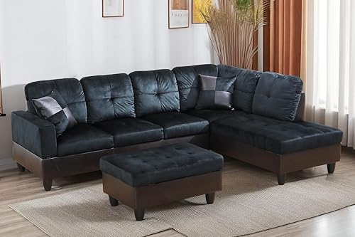 Miniatura 4 de A Ainehome Juego de sofá seccional para sala de estar, sofá seccional en forma de L con otomana de almacenamiento grande para apartamento, juego de