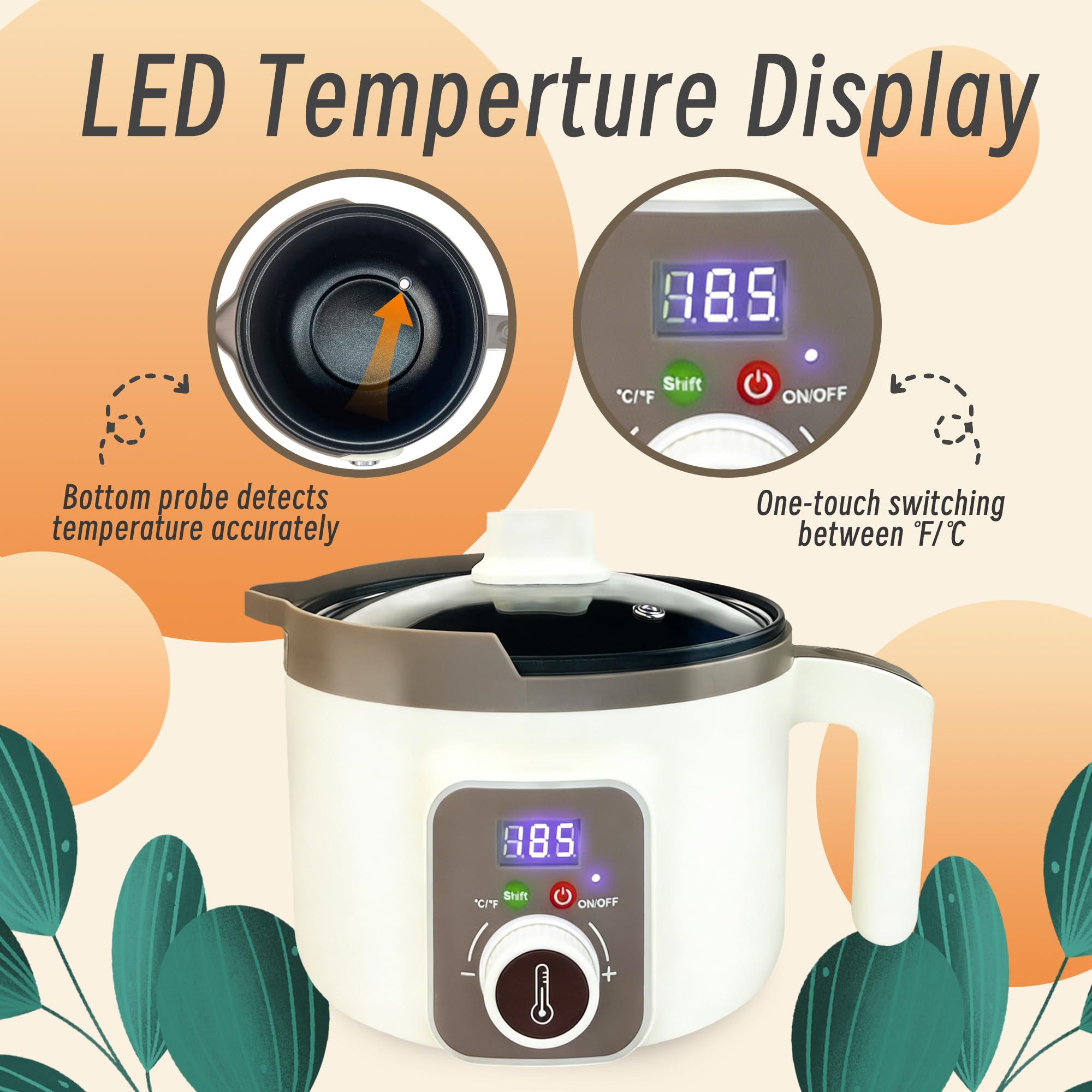 LINGQIAN Led Température Affichage Bougie Électrique Cire Fondue, Machine À Bougie Numérique Avec Bec Inversé,Antiadhésif Et Facile À Nettoyer, Fondeur De Cire Pour La Fabrication De Bougies