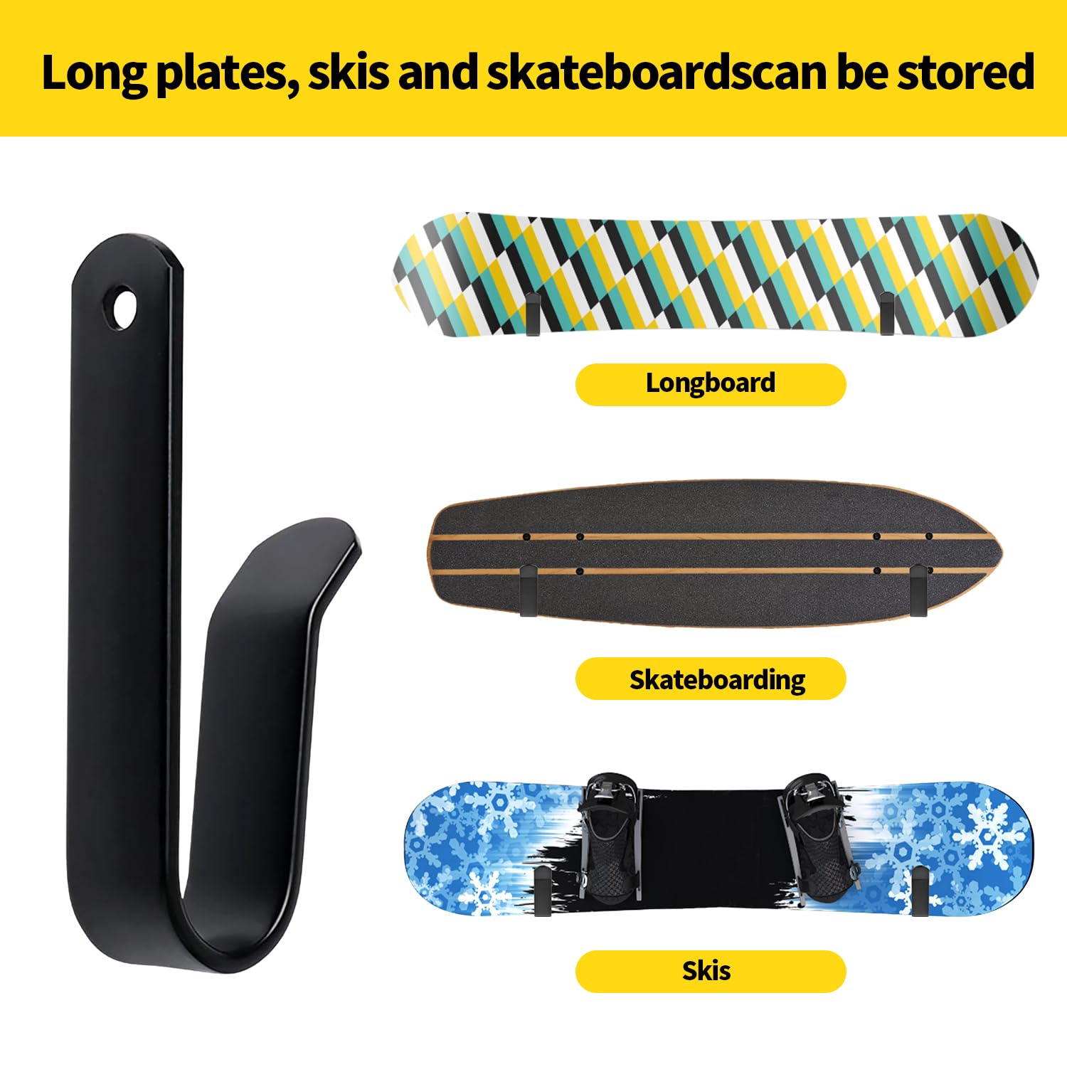 Stojak na Narty i Deskę Snowboardową, Uchwyt do Przechowywania Desek, Longboard, Wakeboardów i Rolek, 2 Pary