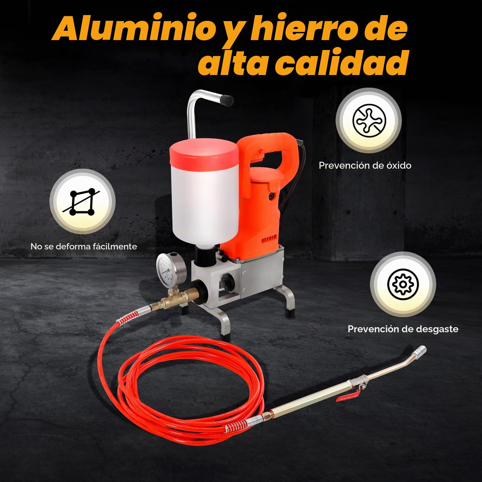 Bomba de inyección de alta presión | Máquina de compresión de alta presión | Sellado efectivo | Poliuretano y resina epoxi | 720W | 10.000 Pa