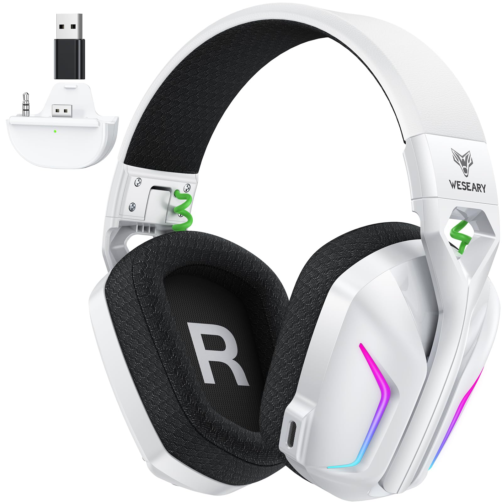 Photo 1 of WESEARY Wireless Gaming Headset for Xbox Series X|S, 2.4GHz Ultra-Low Latency Headset with Noise Cancelling Mic for PC, PS5, PS4, Switch, Mac, 3D Surround Sound, Bluetooth 5.4, 50H Battery