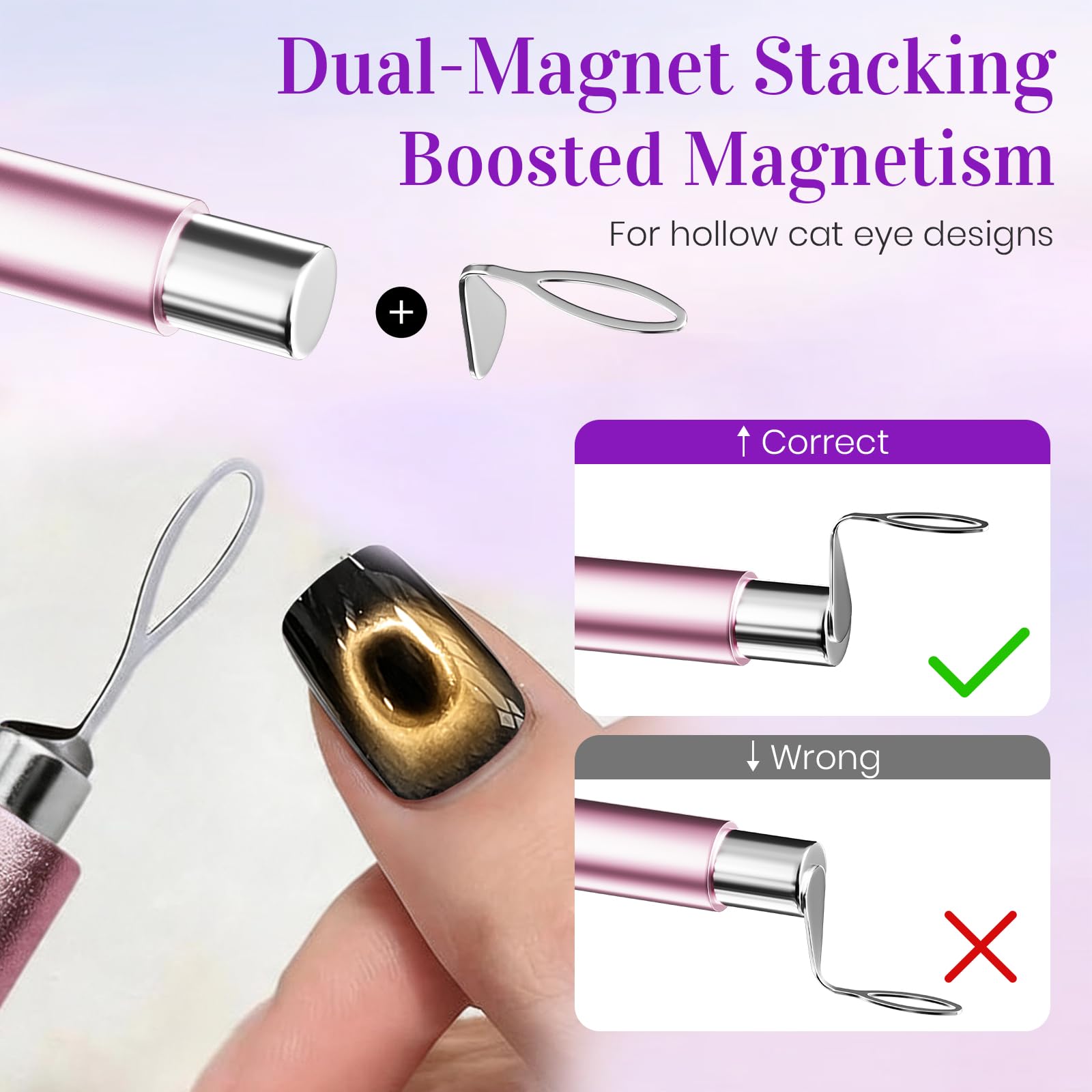 Katzenaugen-Magnet-Nagelkunst-Werkzeuge, vielseitiges magnetisches Design-Set, ideal für Katzenaugen, 3D-Nagelkunst und DIY-Glas-Katzenaugen-Effekte, einfach zu verwenden für Anfänger und Profis