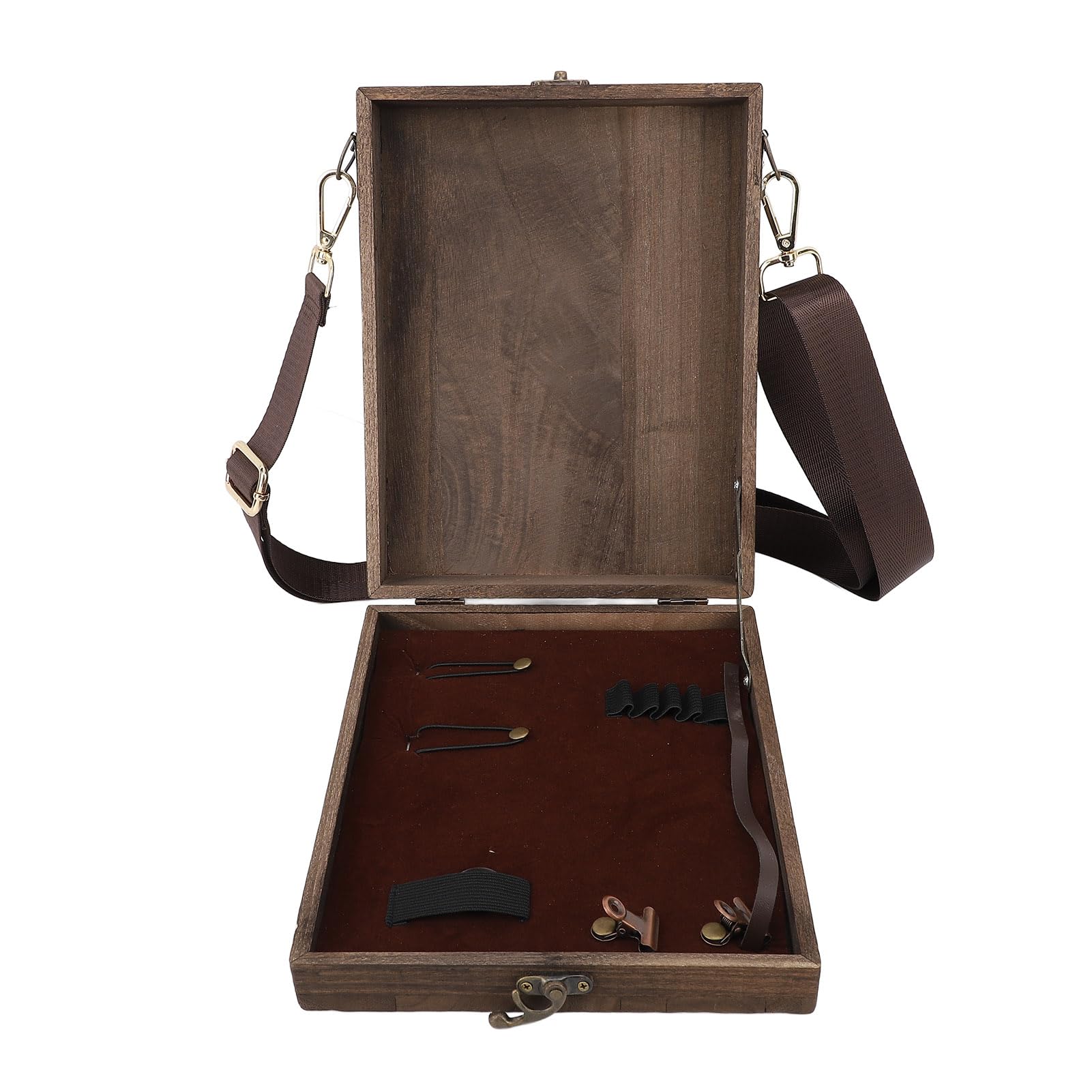 Schrijvers Messenger Houten Doos, Multifunctionele Retro Houten Handgemaakte Tool En Borstel Opbergdoos, Draagbare Crossbody Postbode Tas voor Kunstenaar Schilderen