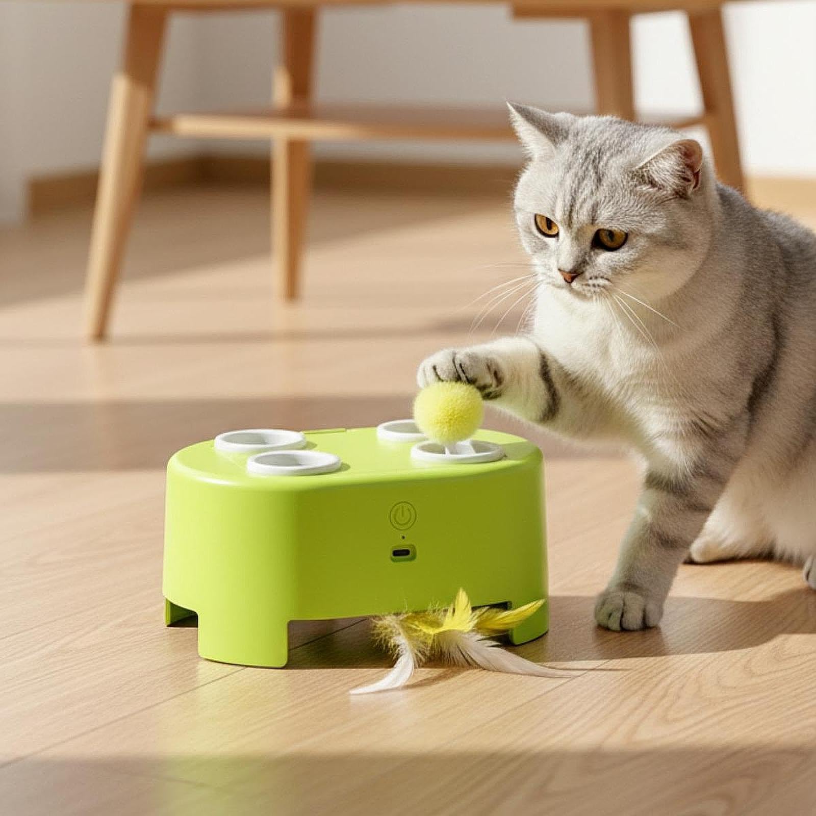 Giocattolo Interattivo per Gatti, Intrattenimento, velocità Regolabile, Idea Regalo, Accessori, Verde