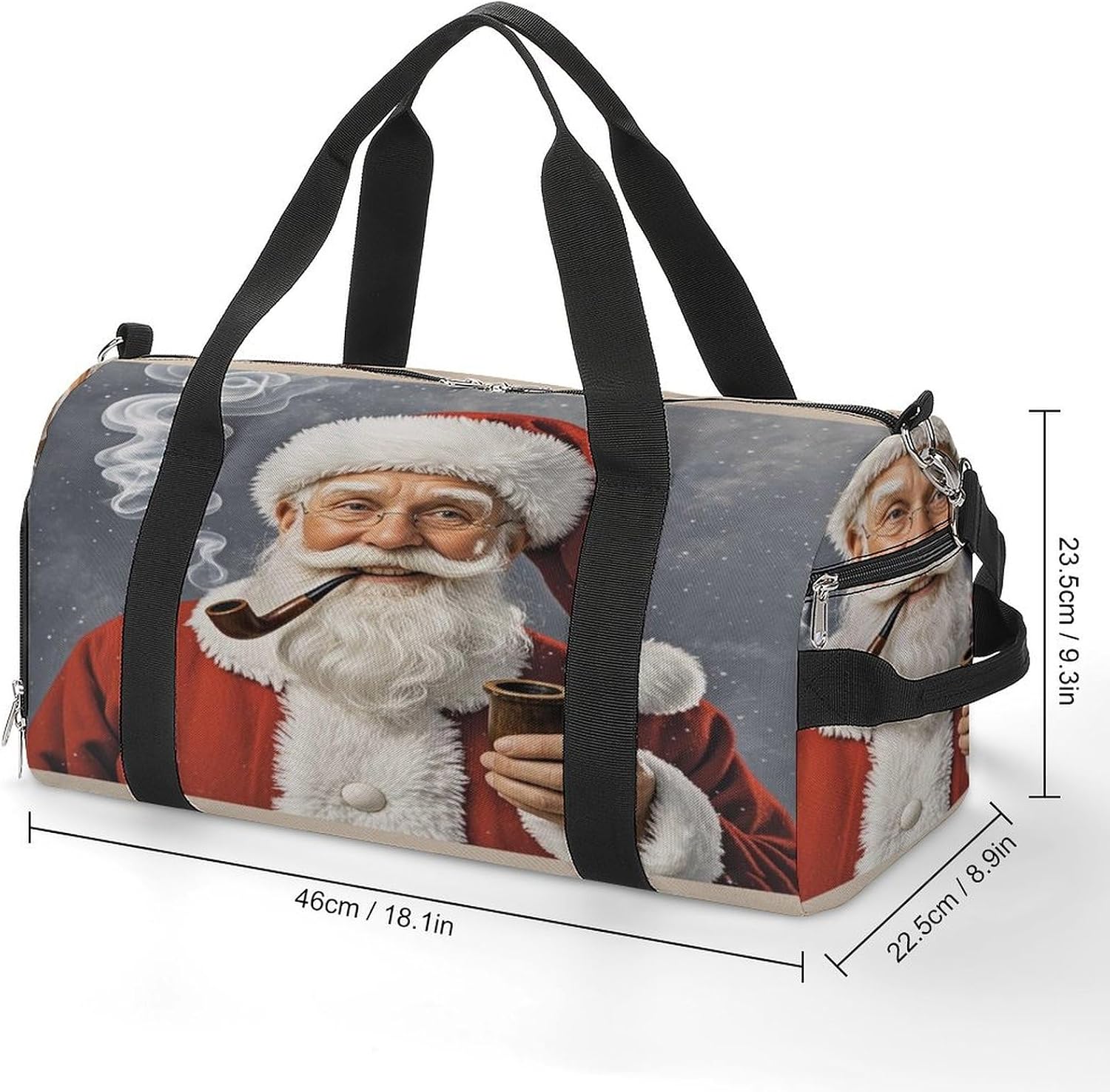 Santa Claus Barrel Gym Bags for Men And Women, Duffle Bag for Travel Sports Bag Camping Weekend Carry on Overnight Duffel Bag with Shoulder Strap