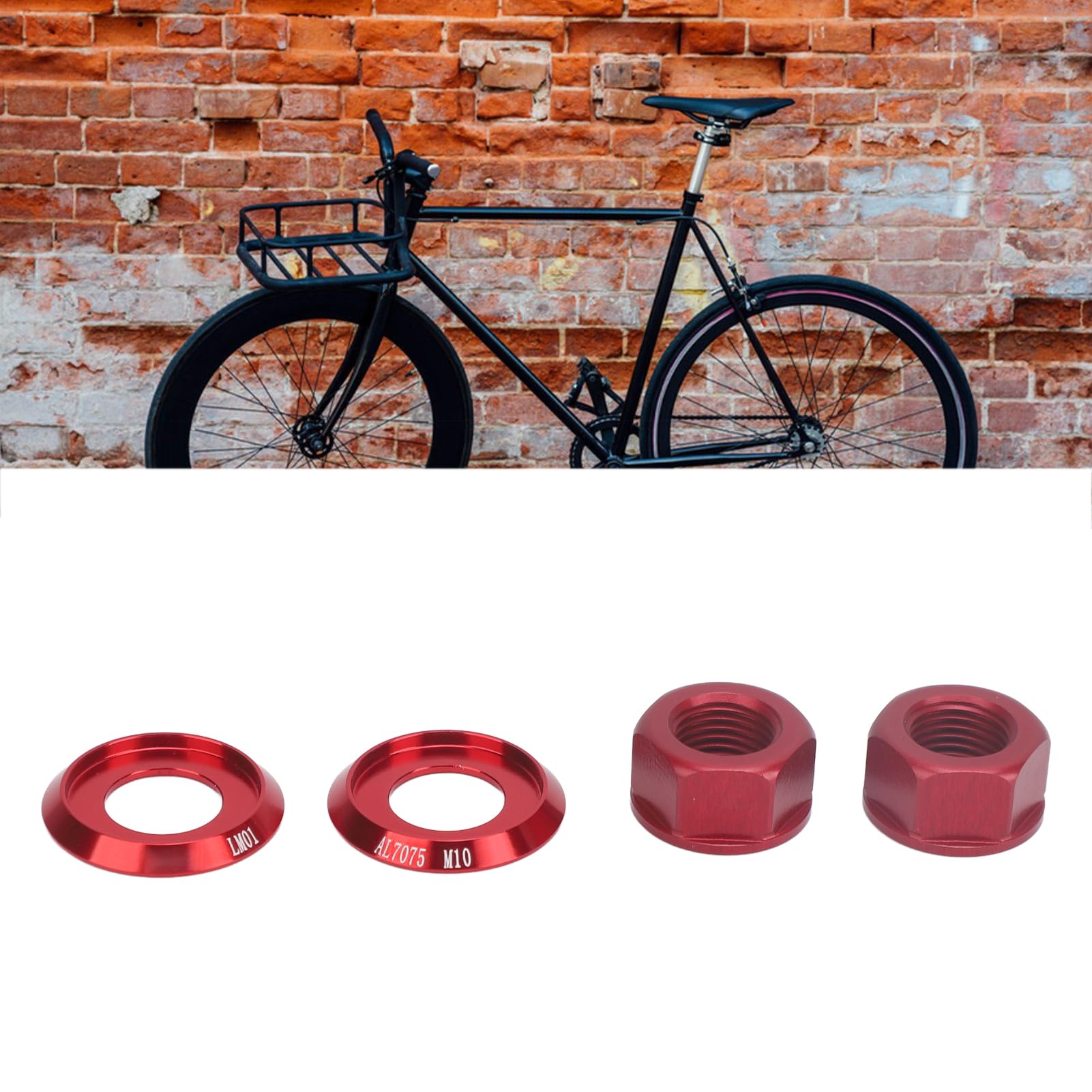 Écrou de moyeu à engrenage fixe M10 x P1,0 en alliage d'aluminium résistant à la rouille, pièce de rechange pour engrenage fixe (rouge Écrou de moyeu à engrenage fixe M10 x P1,0 en alliage d'aluminium résistant à la rouille, pièce de rechange pour engrenage fixe (rouge
