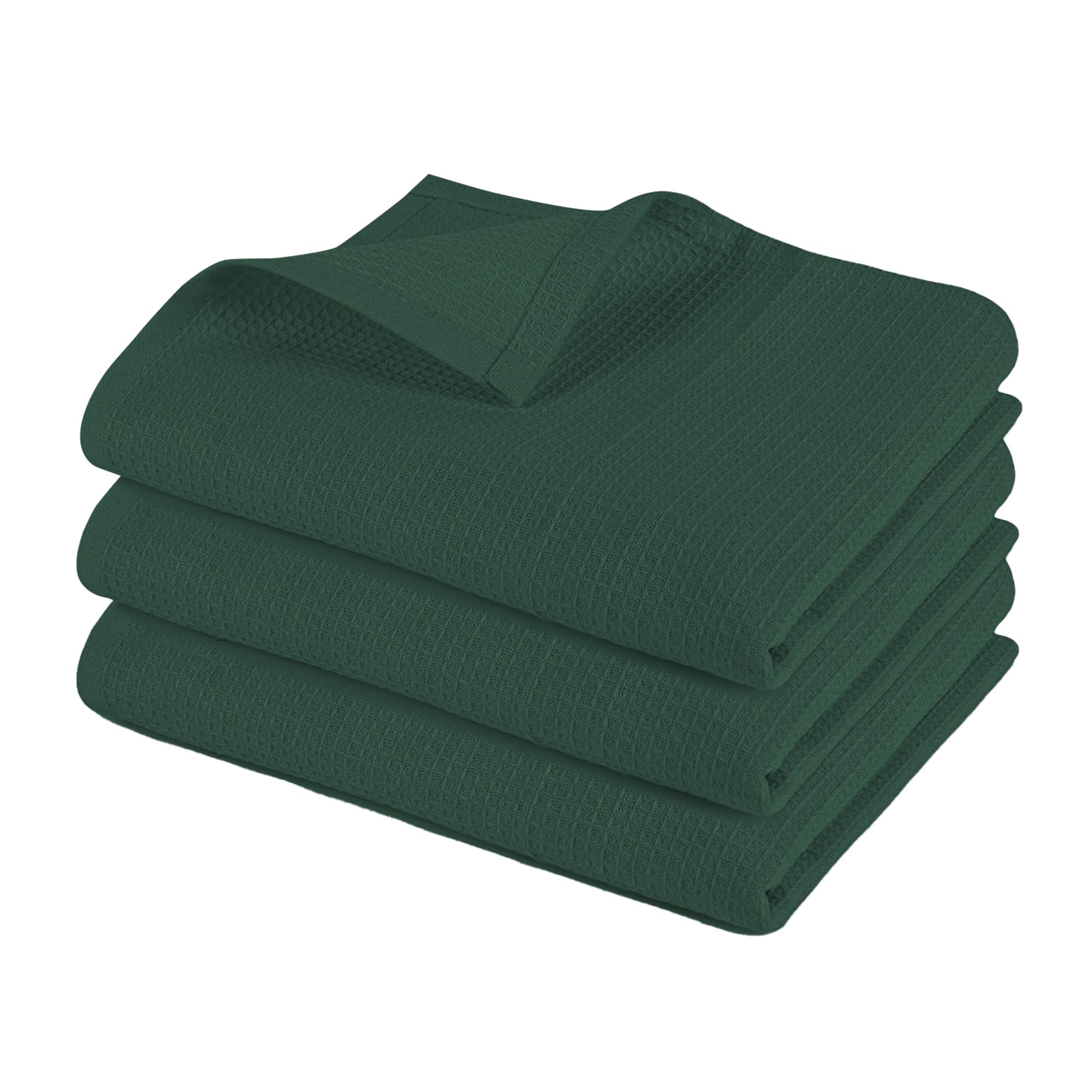 Pagnanno. Waffle - Emerald Green Pagnanno–Hotel Quality Kitchen Tea Towels & Waffle Weave Tea Towel Professional Cotton 45X70cm Absorbent Fast Drying Dish Towels,Kitchen And Bar Towels (Pack Of 3 (45X70cm),Waffle-Emerald Green) (01)