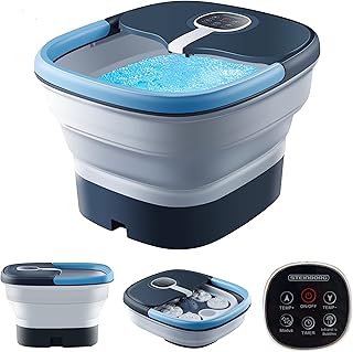 Fußsprudelbad mit Massage und Heizfunktion | Fußmassagegerät elektrisch | 24 Shiatsu Rollen | Wärmefunktion | Vibration | faltbar | Fernbedienung | Fußreflexzonen Massage | 35-47°C