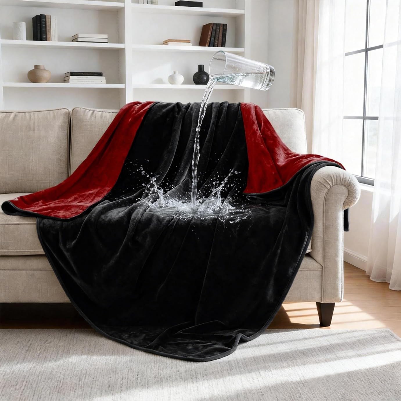 gogobunny Waterproof Blanket for Dogs and Cats, Reversible Flannel Double-Sided Furniture Protector for Couch Sofa Bed Against Spills & Pet Fur (60" x 80", Dark Grey/Light Grey)