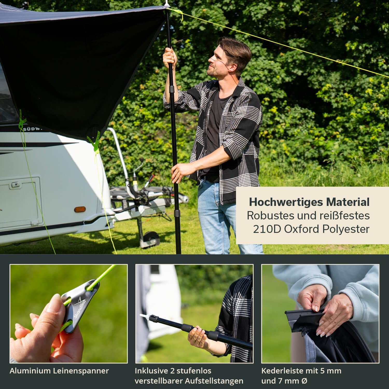 Skandika Vordach Freeway 300x240 Sonnensegel mit Keder Caravan Tarp UV-Schutz 50+ 3000 mm Wassersäule