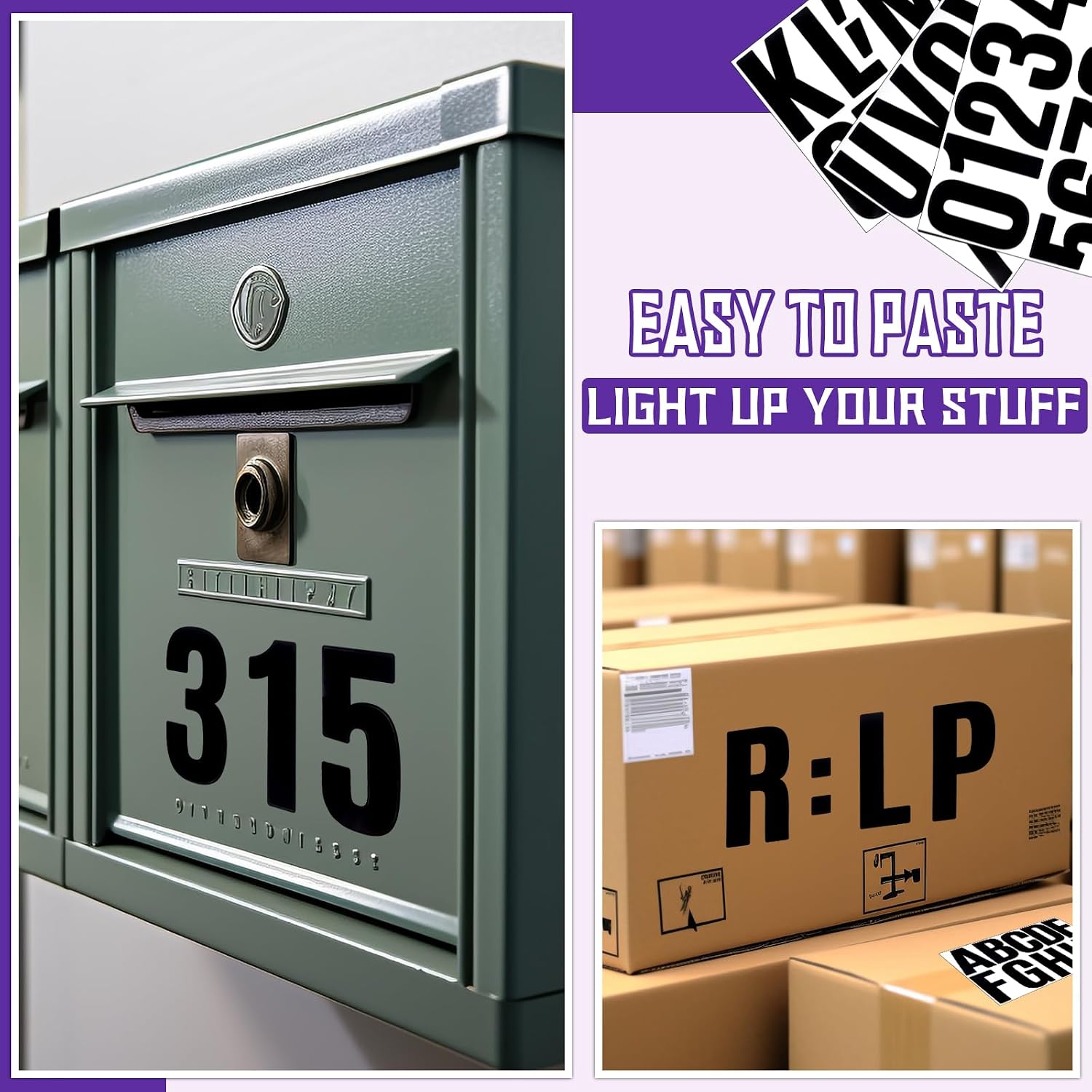 18 Sheets Large Letter Numbers Stickers, 4 Inch Waterproof Mailbox Numbers Stickers, Self Adhesive Vinyl Letters Numbers Stickers for Car, Mailbox, House Numbers, Window, Door, Address Number