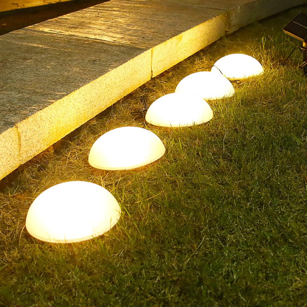 Yardenfun Solar Lamp Ground Stake Light Hemisphere Design Decorative Lawn Light Outdoor Garden Landscape Solar-powered