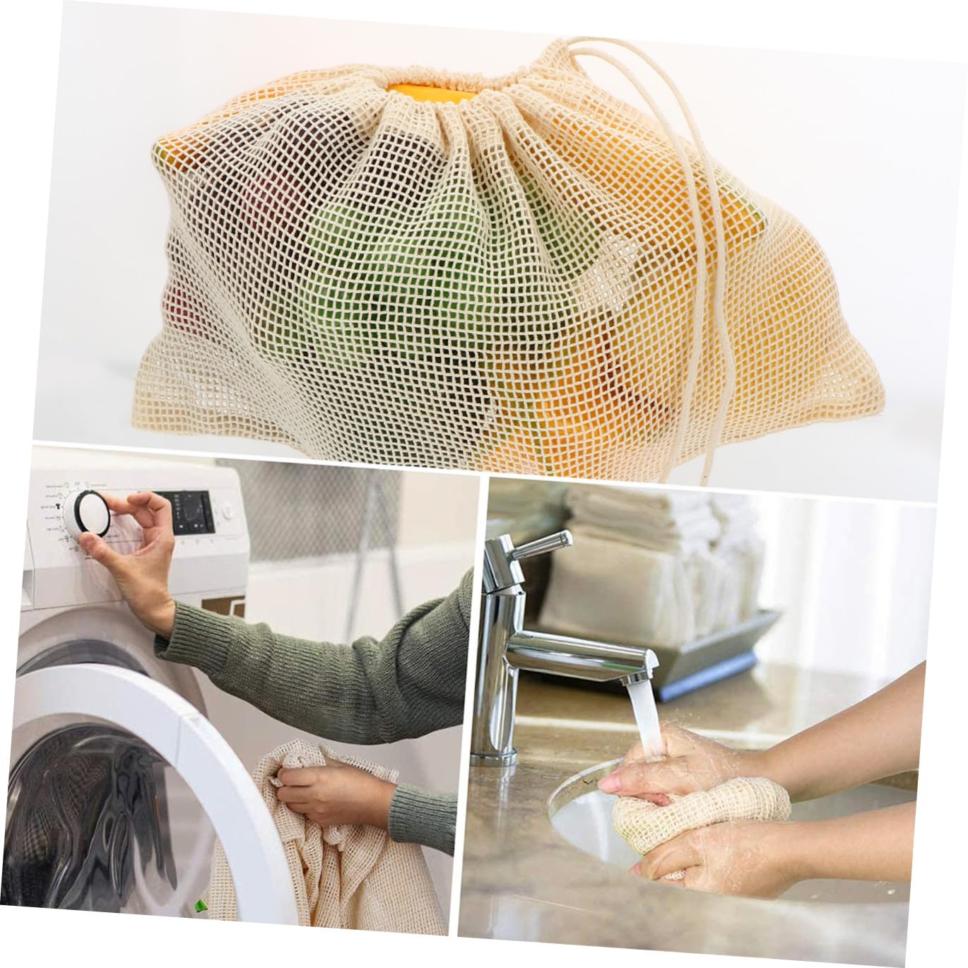 PRETYZOOM 2 Series Bolsa De Malla con Cordón para Frutas Bolsas De Mano Organizador De Lino Manteles para Mesa De Comedor Bolsa De Malla para Comestibles Bolsas 6 Piezas x 2