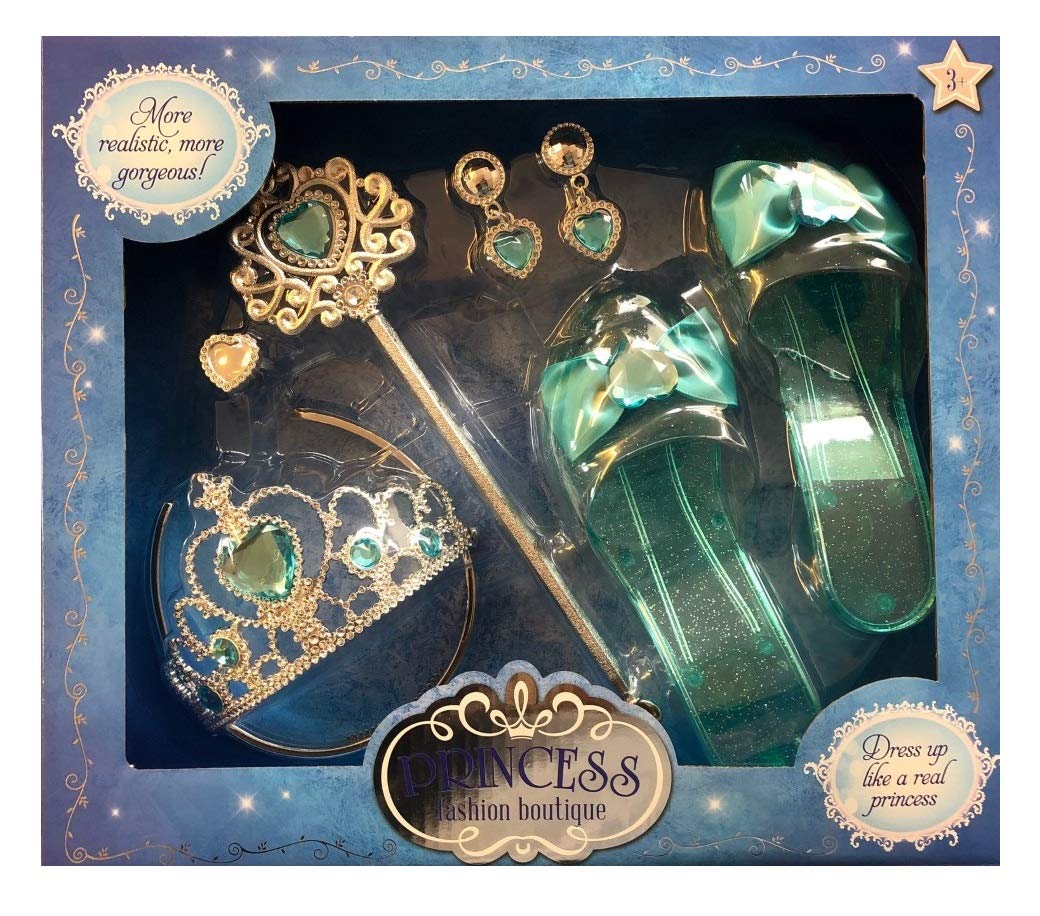 Princess Fashion Boutique Jewel Tiara Shoes Wand Earrings Accessory Playset - Blue