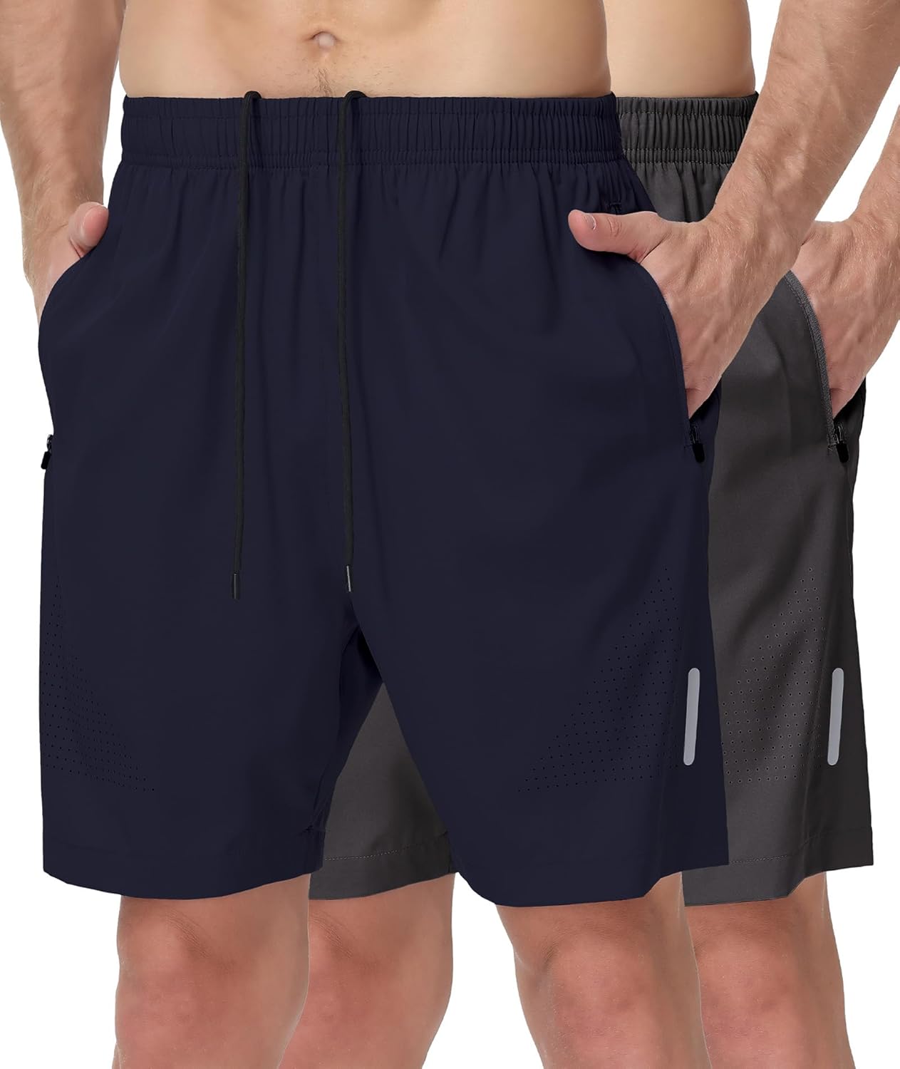 UUMIAER Mens Athletic Gym Shorts 7" Utra-Light Quick Dry Running Workout Basketball Shorts with Zipper Pockets Sports Tennis