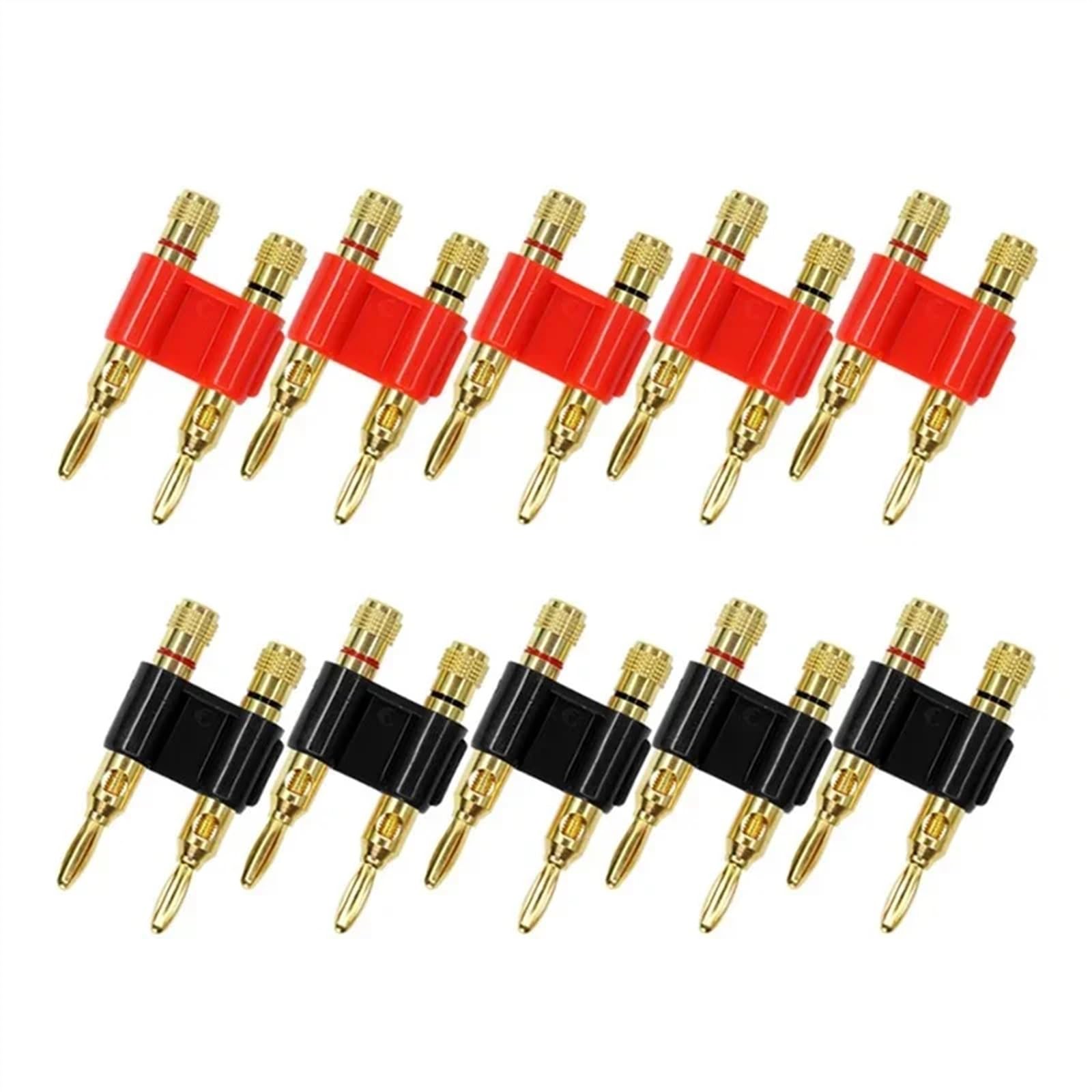 Connecteur doré empilable, 8 pièces, fiche Banane à Double rangée de 4mm, Double Haut-Parleur, Prise à Deux Positions(8 Red)