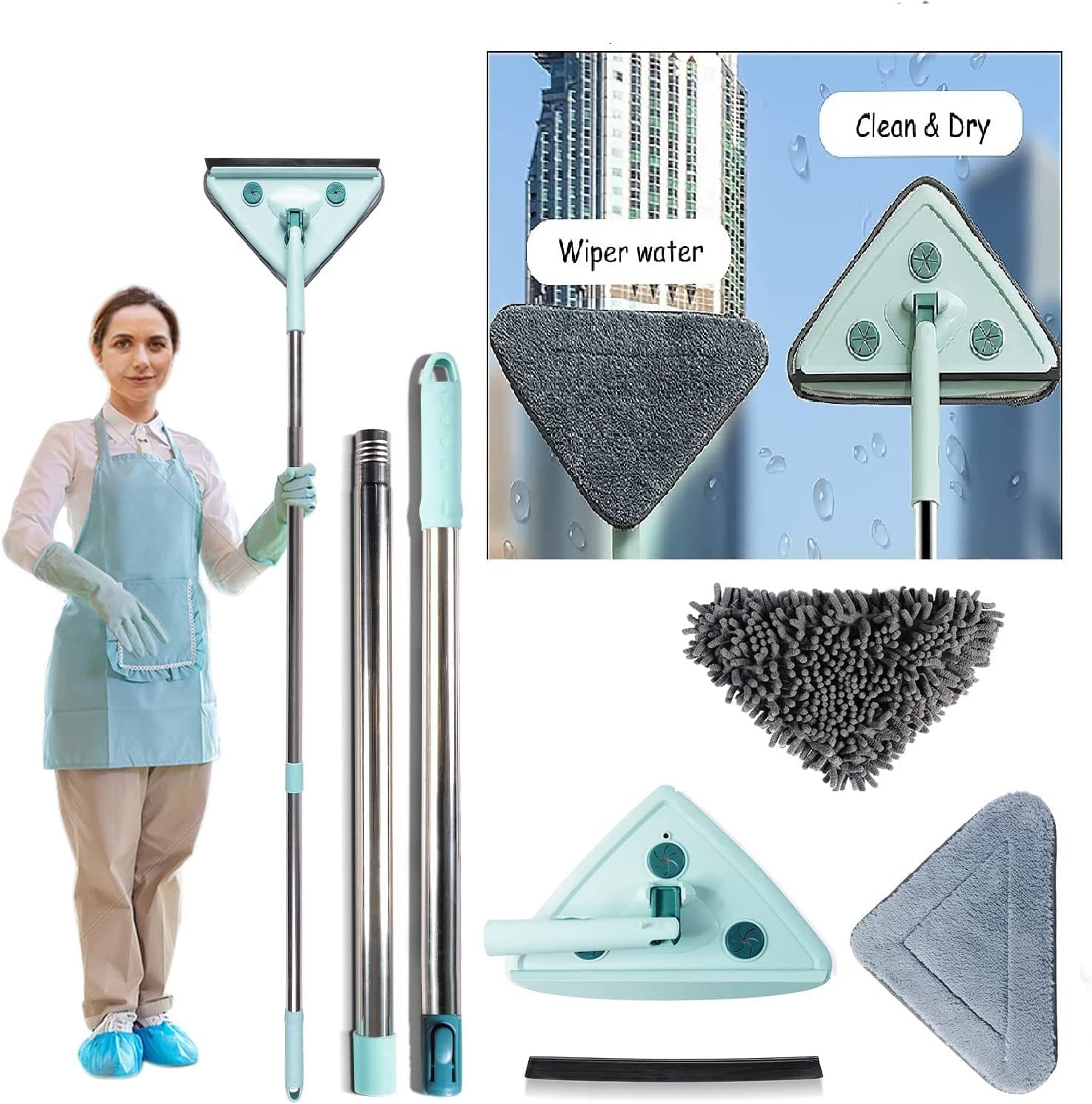 Calyrex Extendable Triangle Mop Retractable Cleaning Mop, 147.5cm 360 Degree Rotating Floors Wall Cleaning Mop Dust Mop with Telescopic Handle and 4pcs Reusable Mop Heads (B0BFBGMDM1) Amazon Price History, Amazon Price Tracker