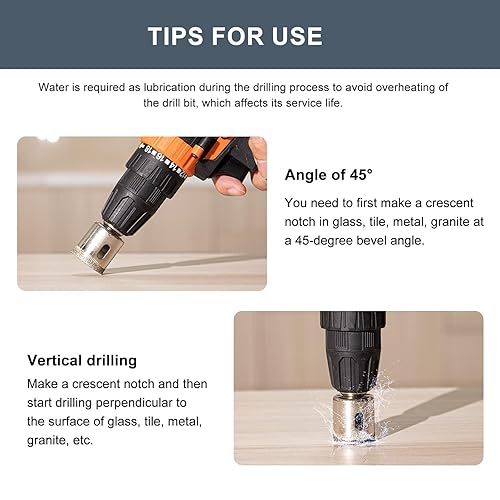 Miniatura 6 de Juego de brocas de sierra de diamante de 1-14 pulgadas (1.260 in) para piedra de cerámica, metal, granito, porcelana, azulejos, vidrio, para