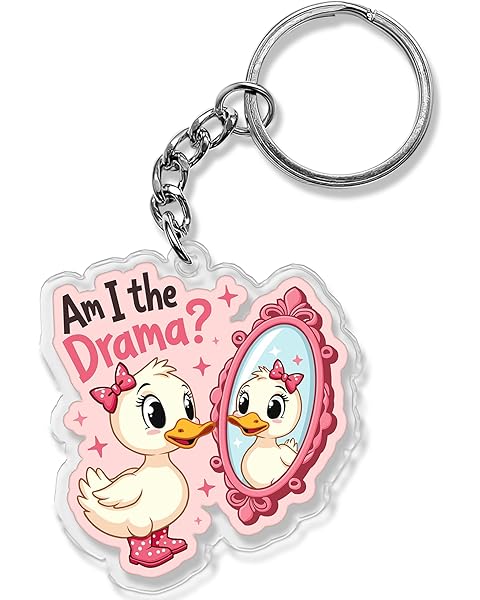 QUINNIAN Funny Keychain 2 Inches Humor Sarcastic Acrylic Material Keychains Key Ring Accessories