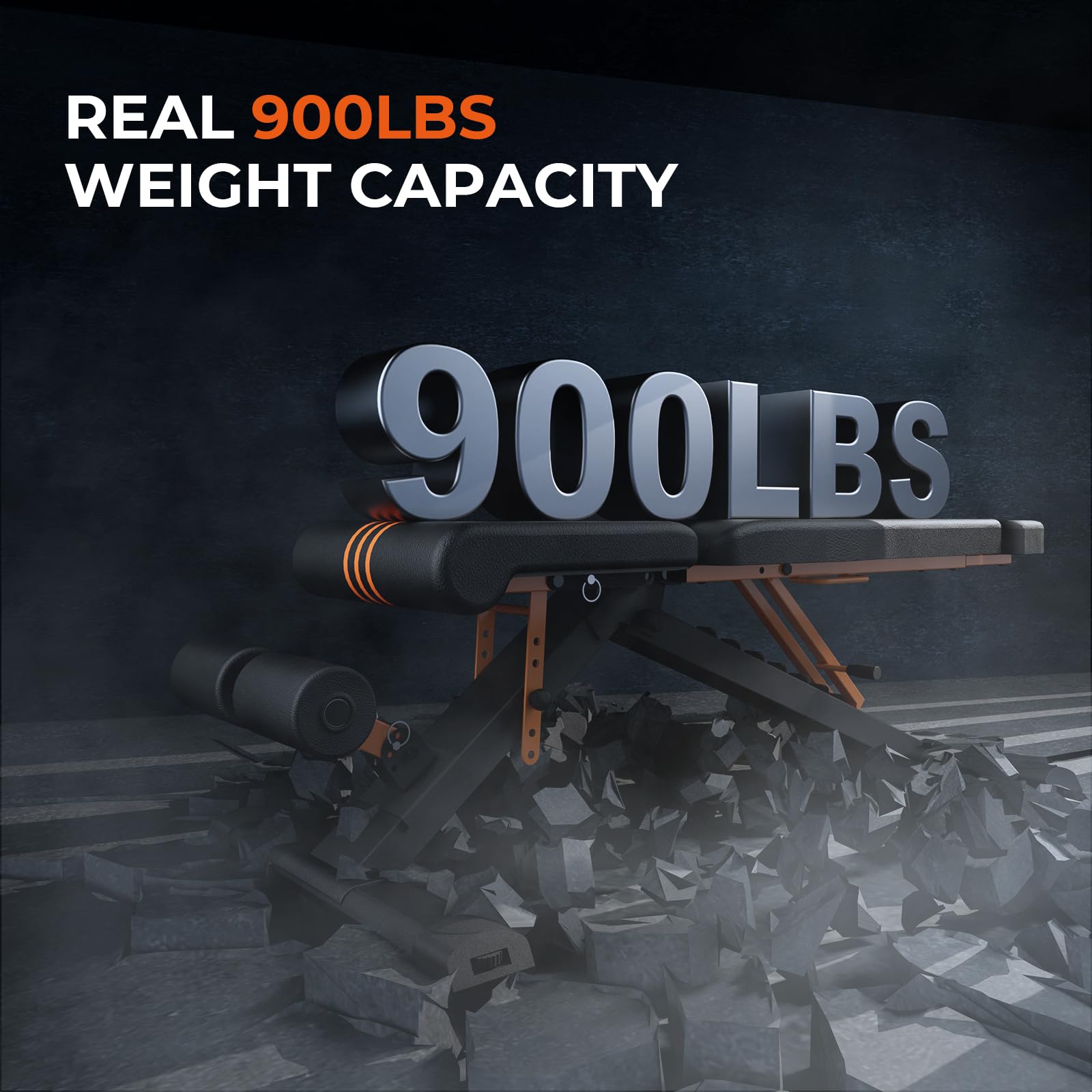 900LBS Adjustable Weight Bench - Foldable Workout Bench Press with 33.5