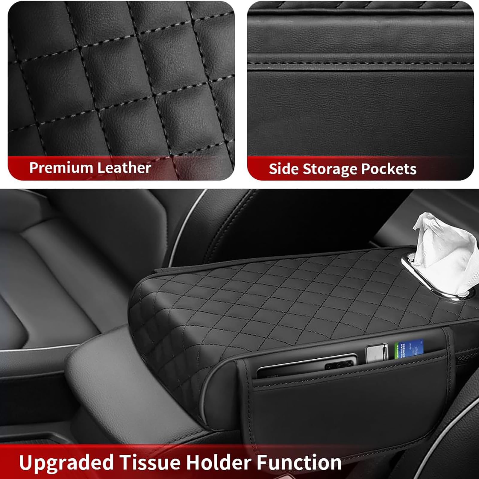 Auto Middenconsole Armsteun Kussen voor Hyundai Kona SX2 2023 2024 2025, Universele Lederen Armsteun Kussen Middenarmsteun Beschermhoes Mat Waterdichte Armsteunhoes Accessoires,A/Black Auto Middenconsole Armsteun Kussen voor Hyundai Kona SX2 2023 2024 2025, Universele Lederen Armsteun Kussen Middenarmsteun Beschermhoes Mat Waterdichte Armsteunhoes Accessoires,A/Black