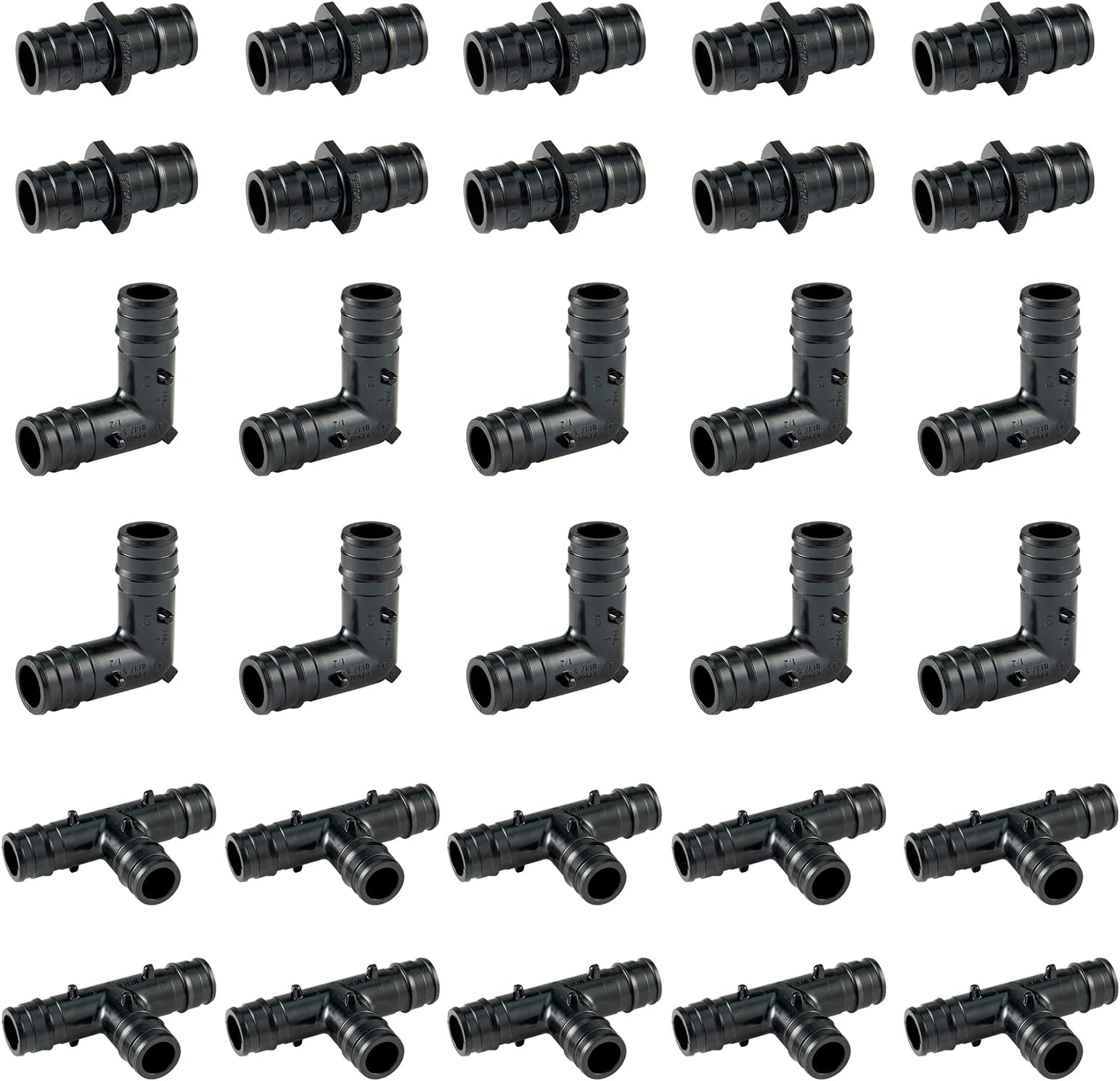 3/4" Poly PEX A Expansion Fitting Pack, PPSU Combo Fittings with Tees(110), Elbows(110), Couplings(110), For 3/4 Inch PEX Pipe