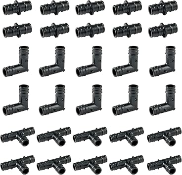 3/4" Poly PEX A Expansion Fitting Pack, PPSU Combo Fittings with Tees110, Elbows110, Couplings110, For 3/4 Inch PEX Pipe