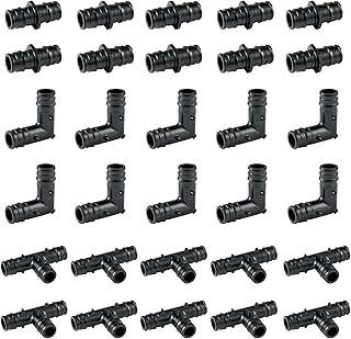 1/2" Poly PEX A Expansion Fitting,30 Pack PPSU PEX F1960 Combo Fittings with Tees "T"(10PCS), Elbows(10PCS), Coupling(10PCS),1/2Inch Pex Plastic Fitting for Pex-A Pipe in Plumbing