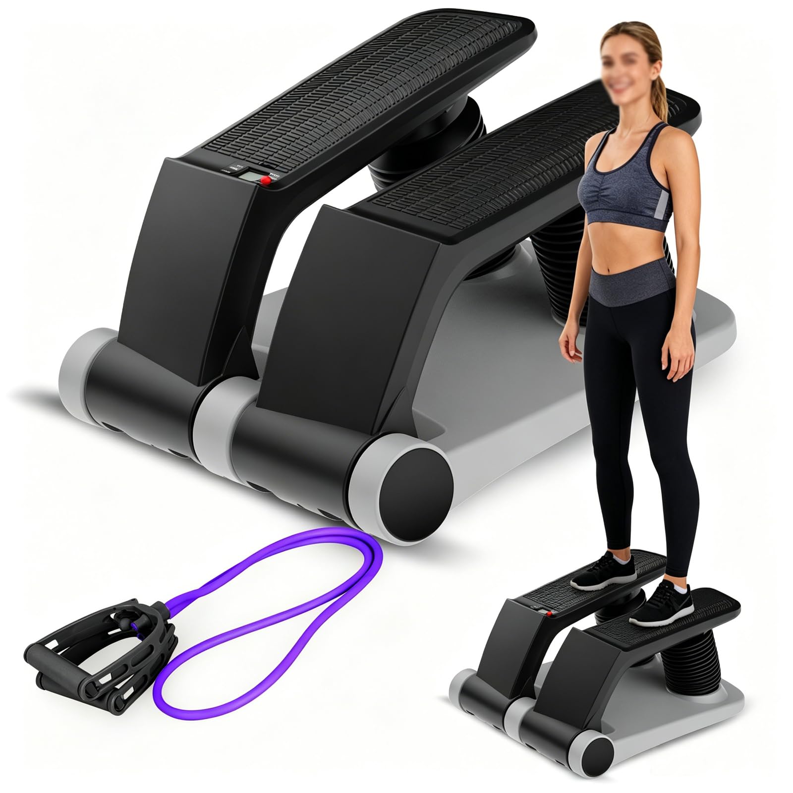 Stepper Fitness Casa Fitness Attrezzi Casa Attrezzi Palestra Casa Glutei E Gambe Mini Stepper da Casa con Fasce di Resistenza Grey