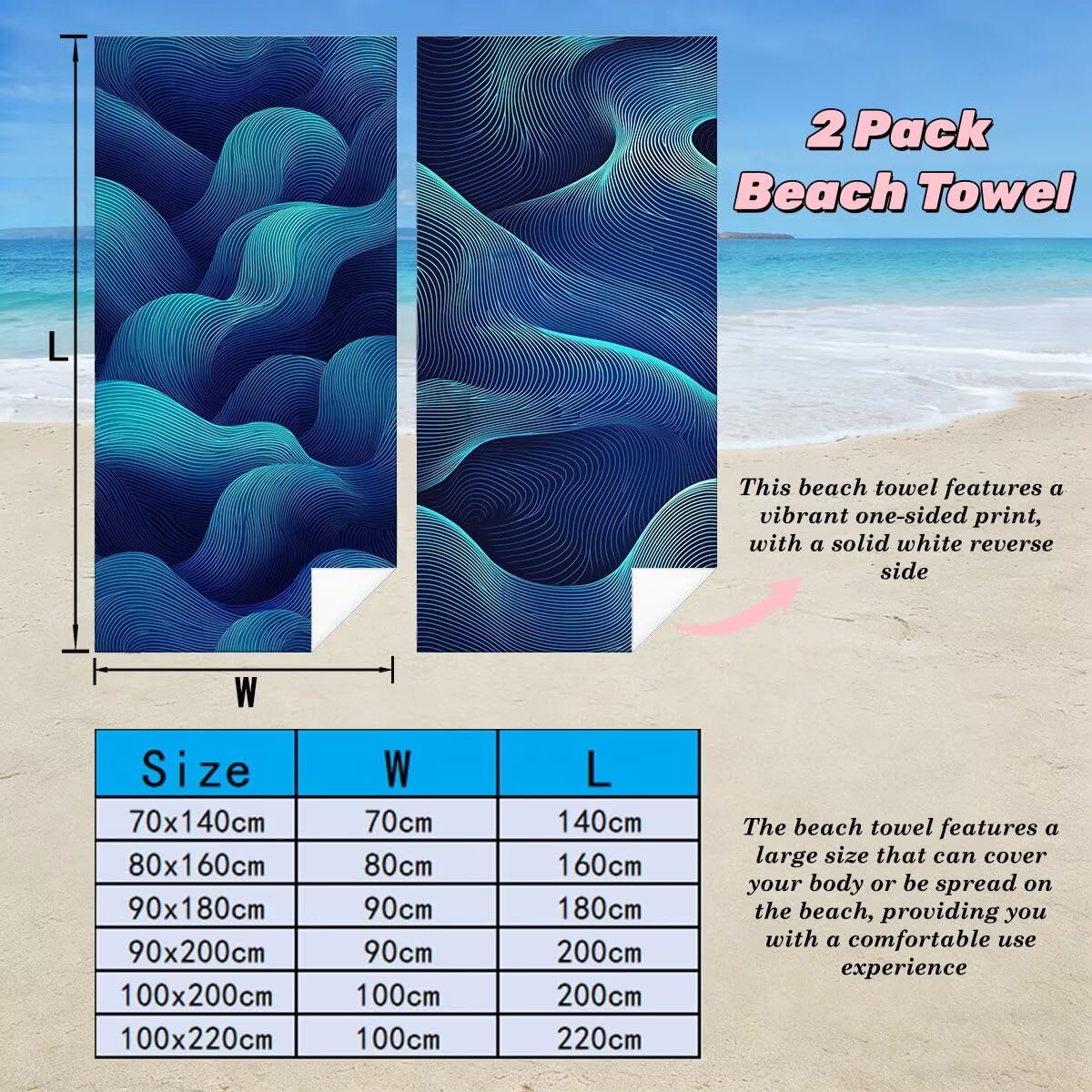 Toalla Playa 90x180 cm, Toalla Gimnasio Microfibra Secado Rapido, Juego de 2 Antiarena Toallas de Playa, Ligera Compacta Toallas Microfibra Grande para Viaje, Regalo Hombre Mujer (Abstracto) -4527