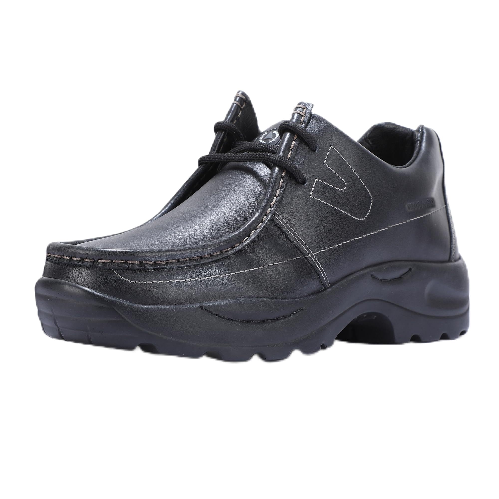 Woodland Mens Leather Casual Shoe Black, 7 UK