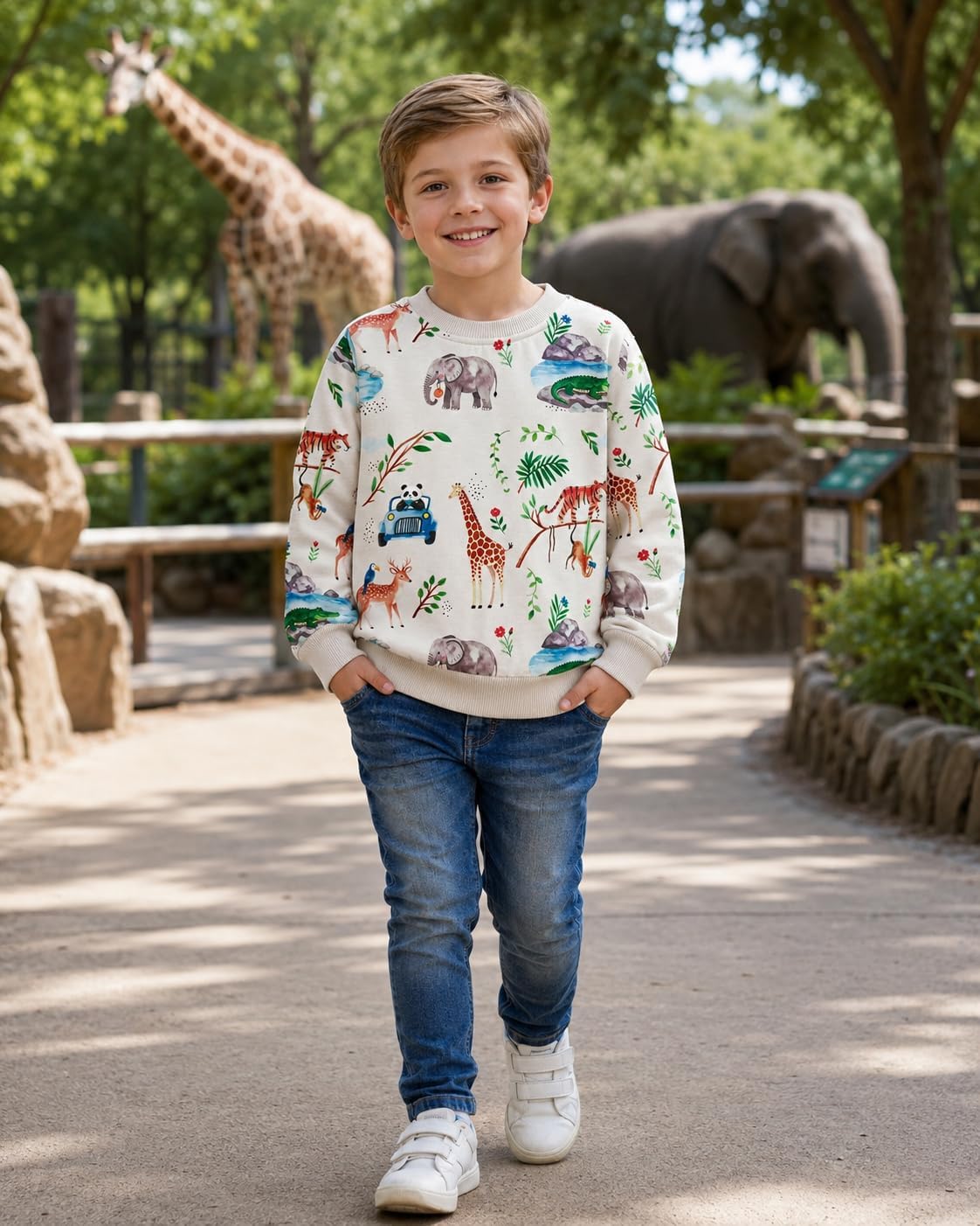 Toddler Boys Sweatshirts Kids 100% Cotton Warm Pullover Cartoon Sweater