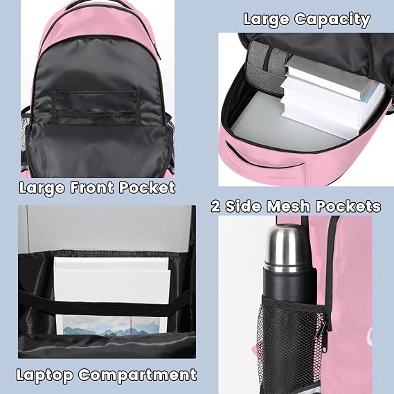 Custom Travel Laptop Backpack, Lightweight Personalized Work Computer Backpack for Men Women, Casual Daypack, Cotton Candy