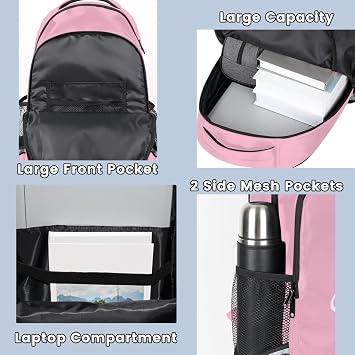 Custom Travel Laptop Backpack, Lightweight Personalized Work Computer Backpack for Men Women, Casual Daypack, Cotton Candy
