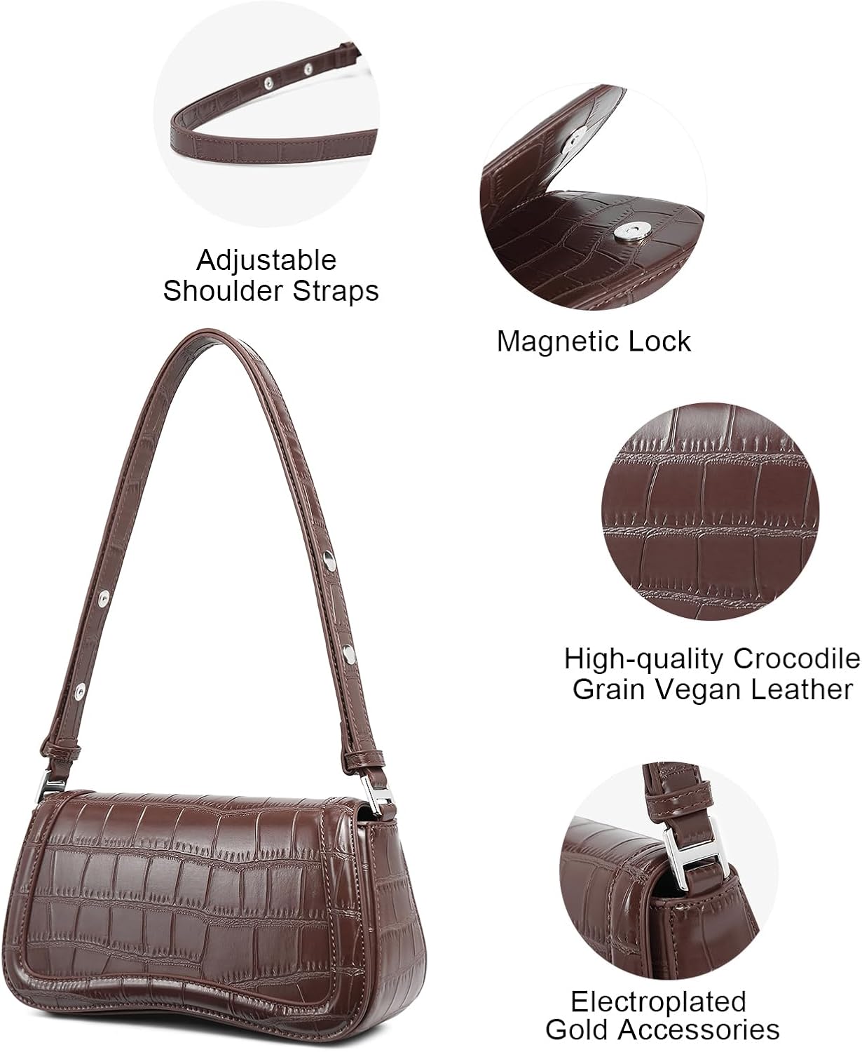 CLUCI Small Shoulder Bags,Purses for Women Vegan Leather Crossbody Handbag Clutch Hobo Purse - Image 5