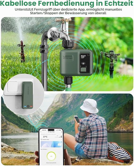 Smart Irrigation Computer WLAN with 1 Zone Outputs 5 Programmes Irrigation System with Rain Delay Automatic Watering for Greenhouse and Garden