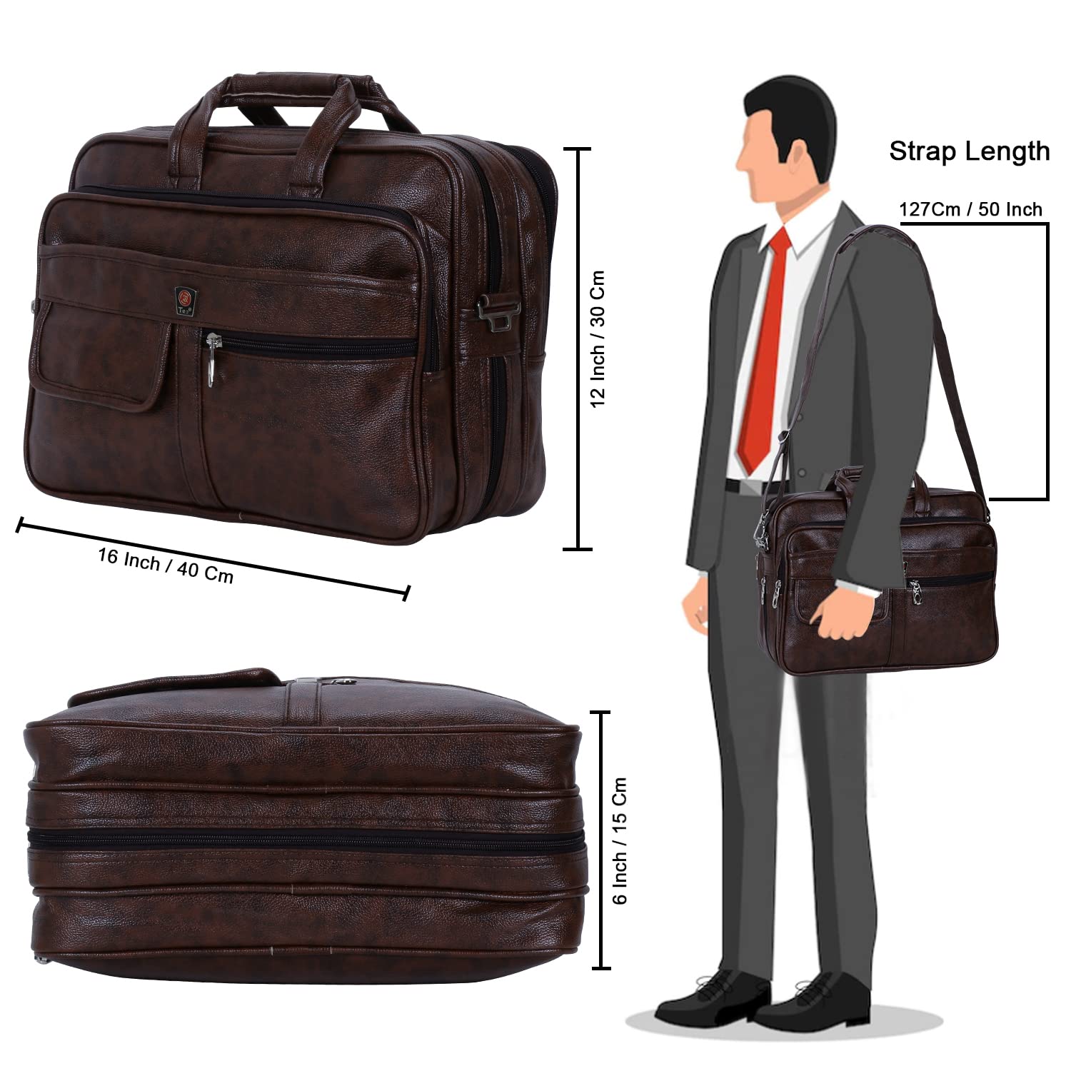 Teo 15.6 Inch Laptop Messenger Bag I Padded Laptop Compartment with Adjustable Strap I Extra Zip Compartments I Dimension: L-40 x W-20 H-30Cm Brown Colour 15 71zMsMX305L. SL1500