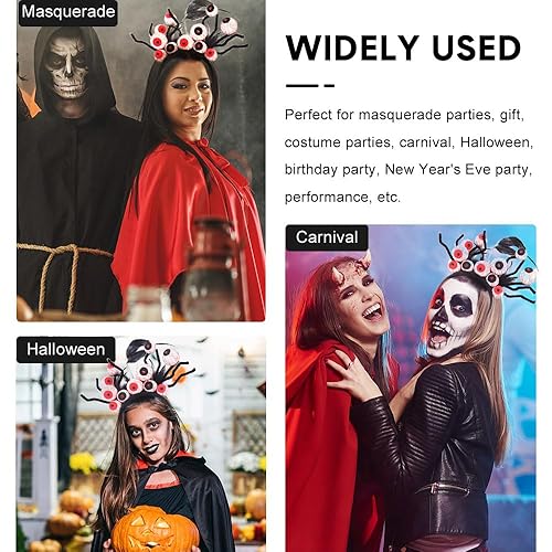 Miniatura 4 de Diademas de Halloween realistas de terror fantasma, sombrero de ojos rojos, accesorios para el cabello, diademas para mujeres y niños, diadema de