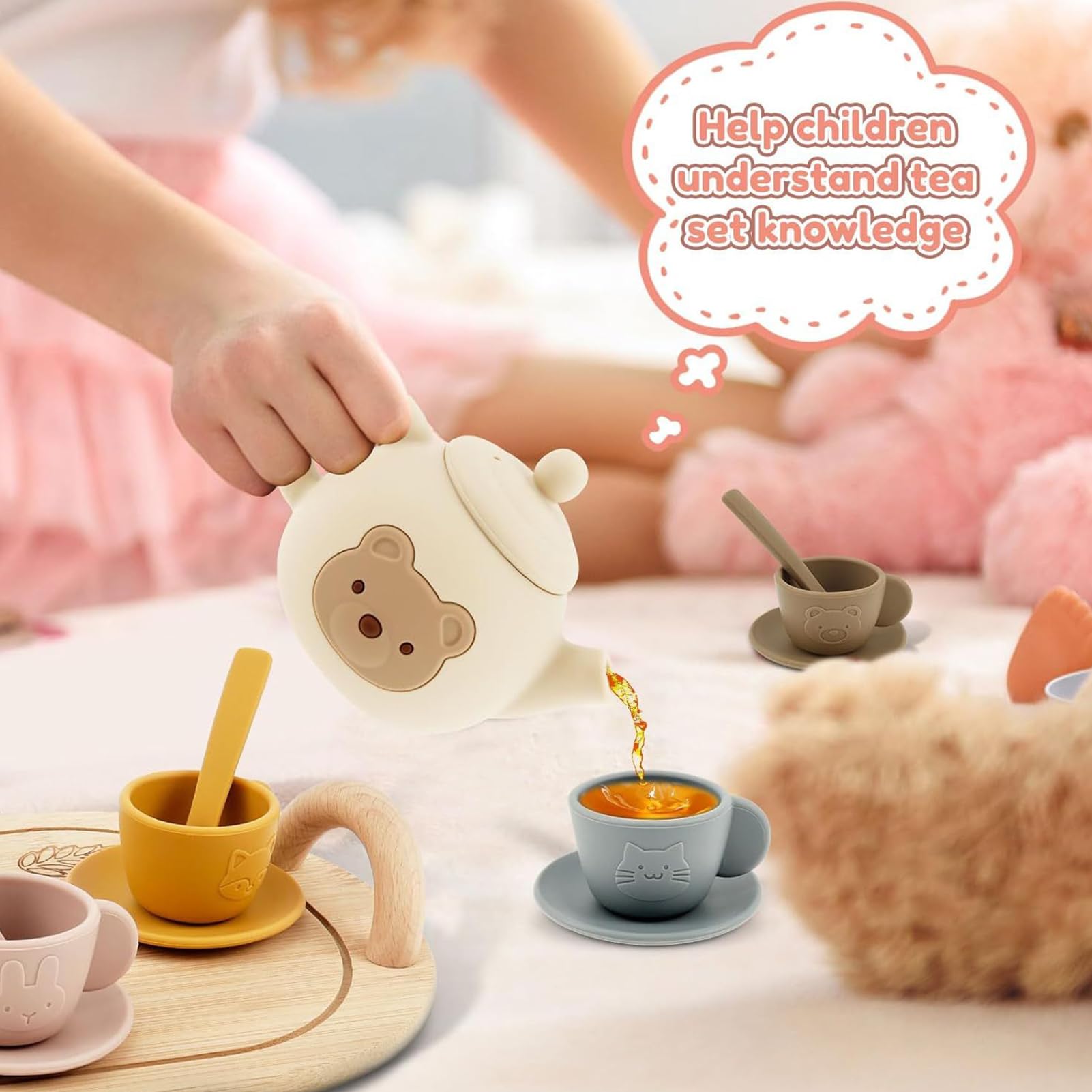 Set De Té De Silicona Juego Didáctico De Roles, Aprendizaje Y La Motricidad