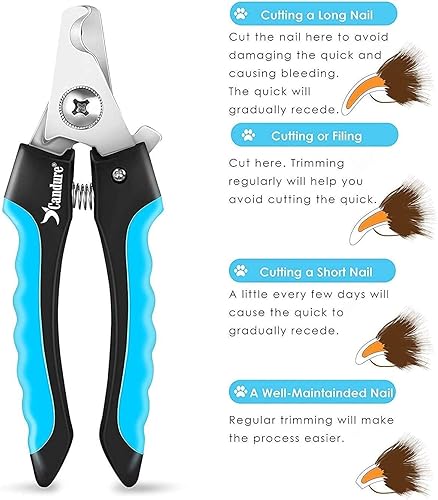 Vista 30 de Candure Cortaúñas para gatos, conejos, hámsters, pájaros, recortadora de acero inoxidable con bordes angulados precisos para un aseo fácil y seguro