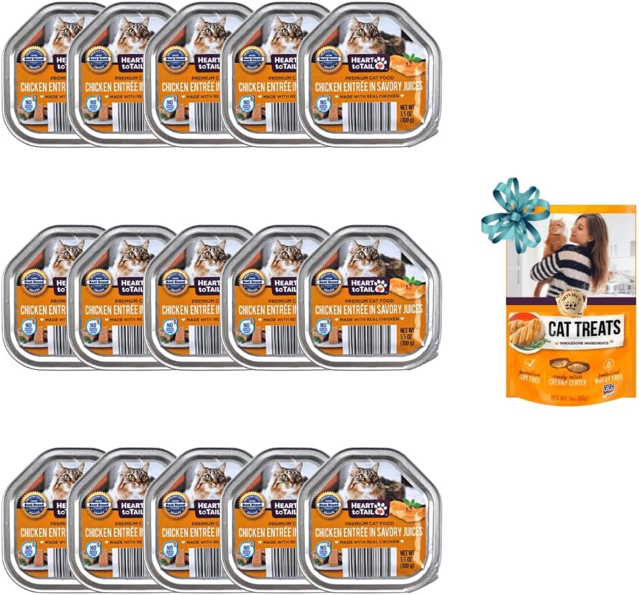 HEART TO TAIL CAT Food 15 Trays 3.5 OZ Chicken Entree in
