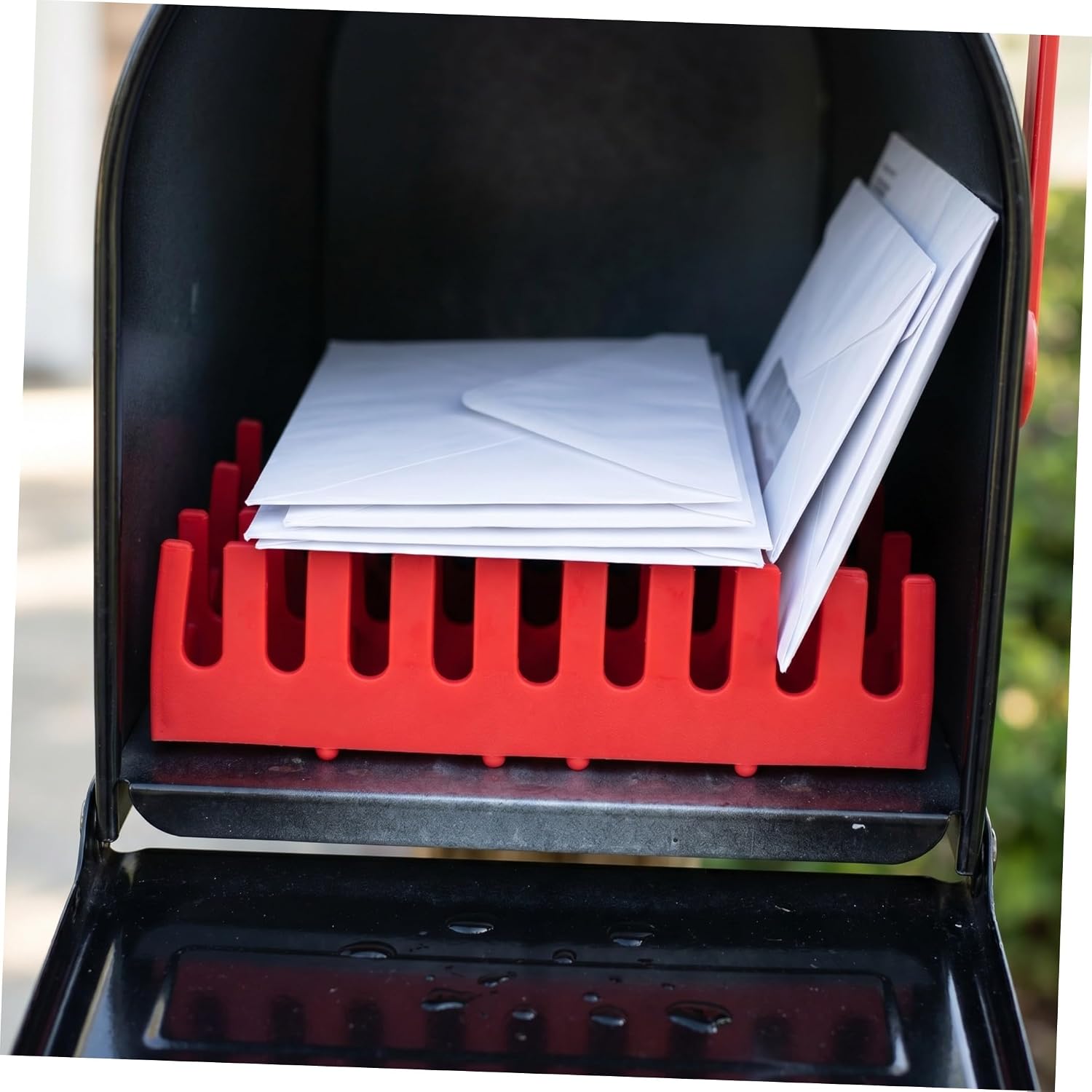 Silicone Mailbox Tray Insert Waterproof 7" X 4.2" Red Elevated Soft Silicone Liner for Rural and Vintage Curbside Mailboxes, Anti-Slip Commercial Post Mount Tray