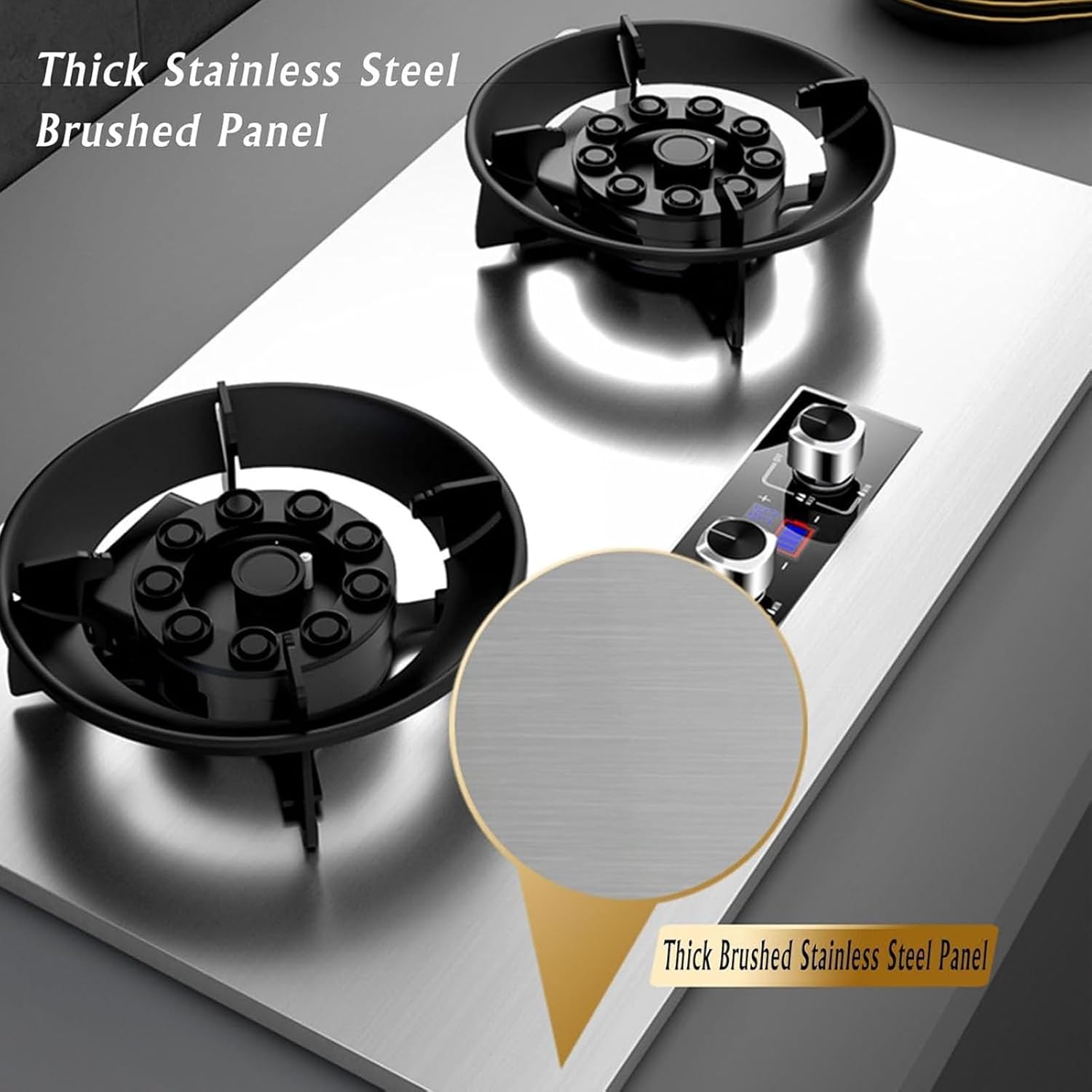 Portable Gas Stove 2 Burner - 5.2KW Stainless Steel Camping Cooker, Hob Cooktop Flip-top Design, with Auto Ignition, for Outdoor Kitchen, RV Emergency Cooking(LPG)(NG)