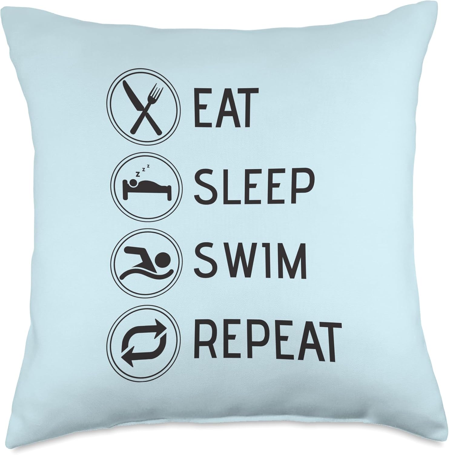 Eat Sleep Swim Repeat Swimming Team Fan Competitive Swimmer Throw Pillow