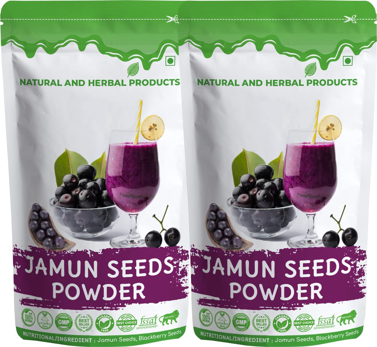 Organic Jamun Seed Powder (100g) – Natural Diabetes Support | Blood Sugar Control | Ayurvedic Black Plum Seed Powder | No Additives | Pack 2